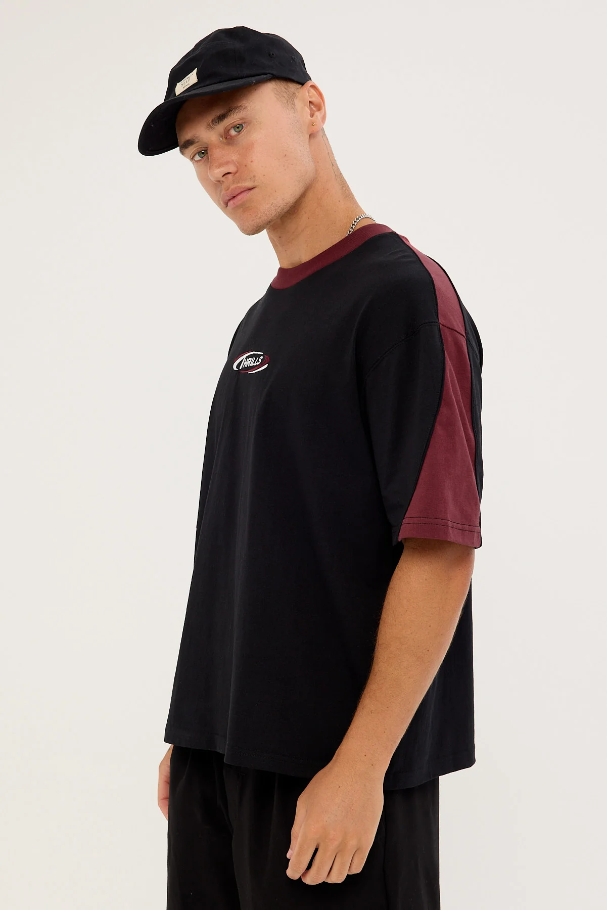 Thrills Spectral Panel Box Fit Oversize Cropped Tee Black - Image 4