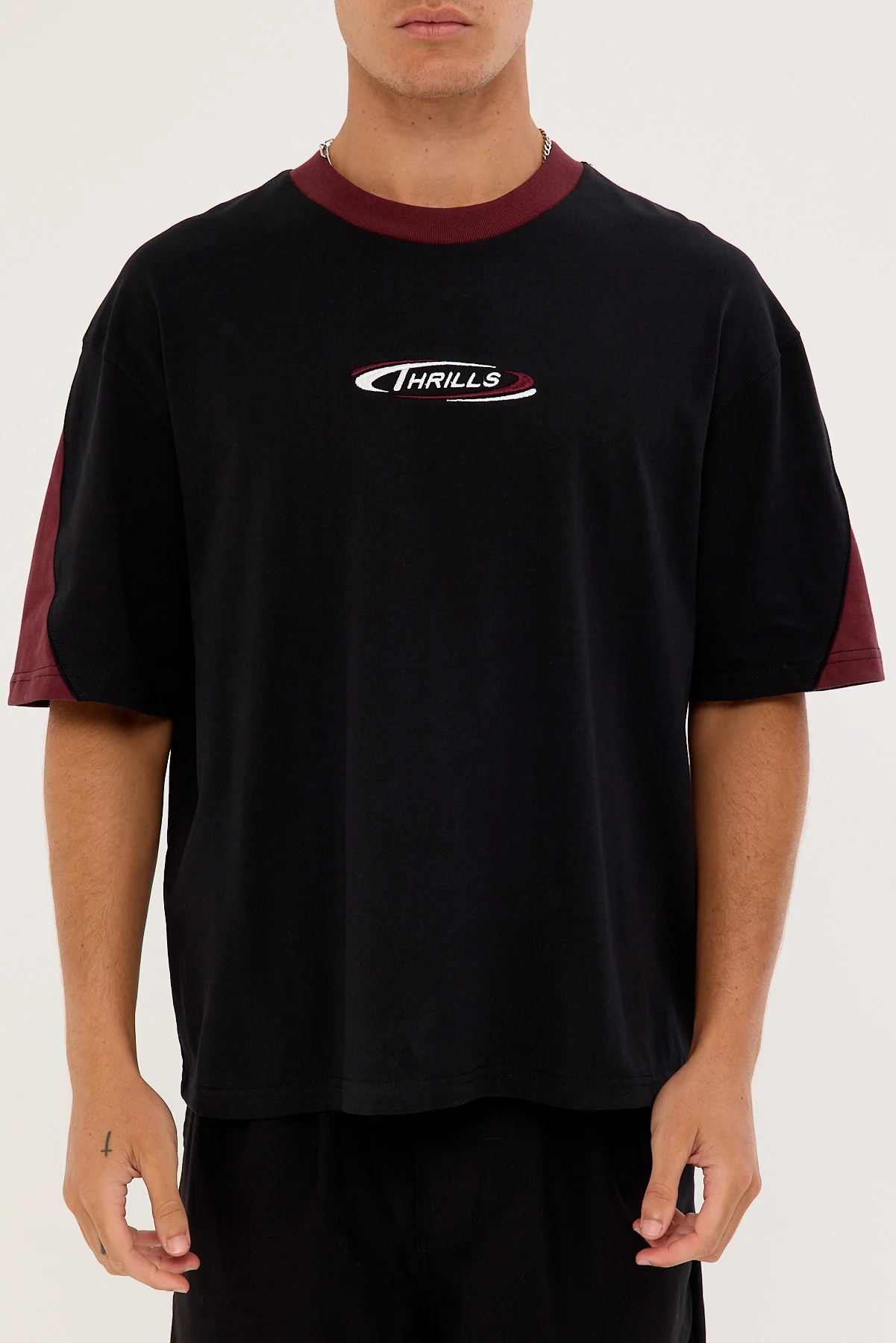 Thrills Spectral Panel Box Fit Oversize Cropped Tee Black - Image 6