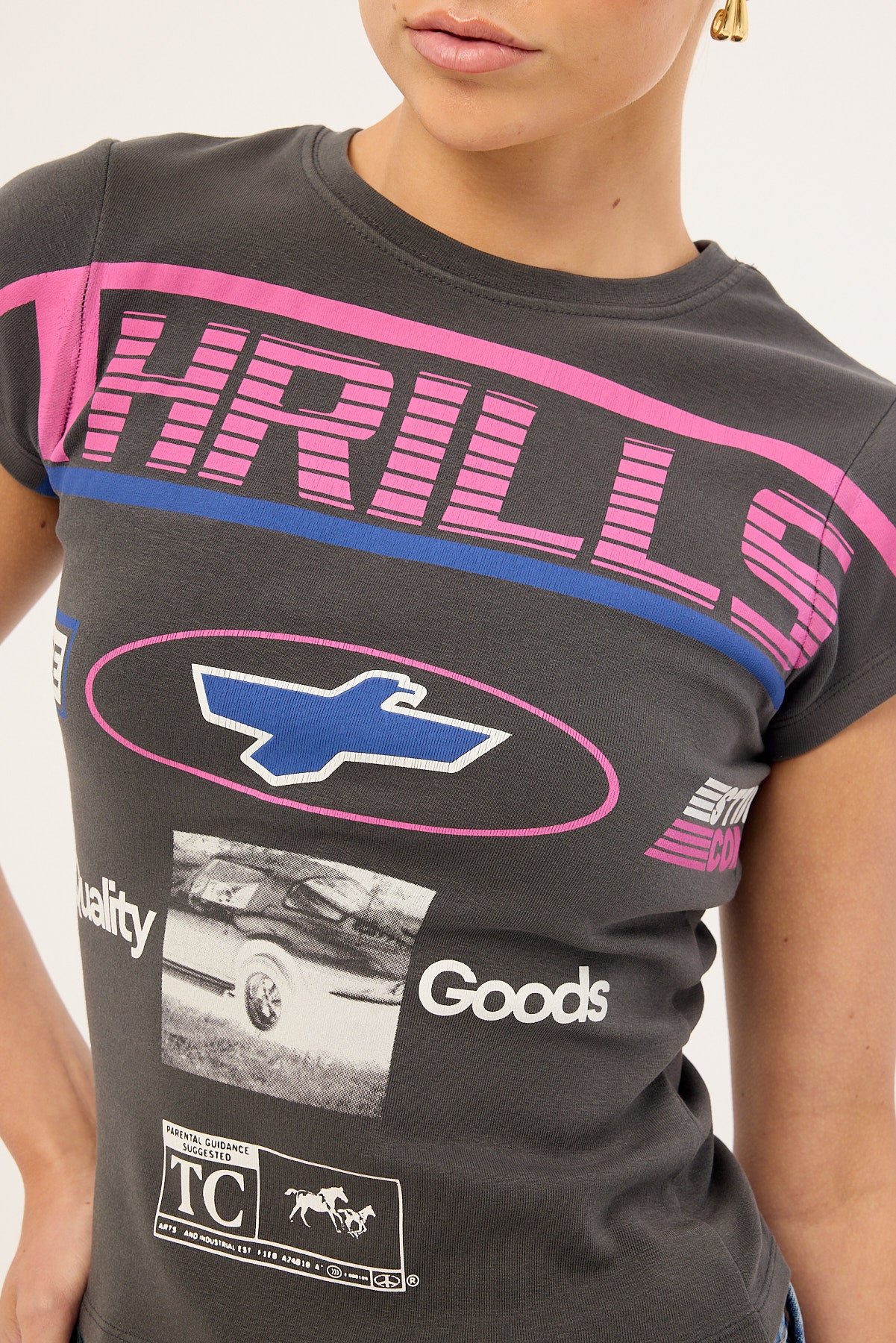Thrills Speed Kills Club Tee Merch Black - Image 5