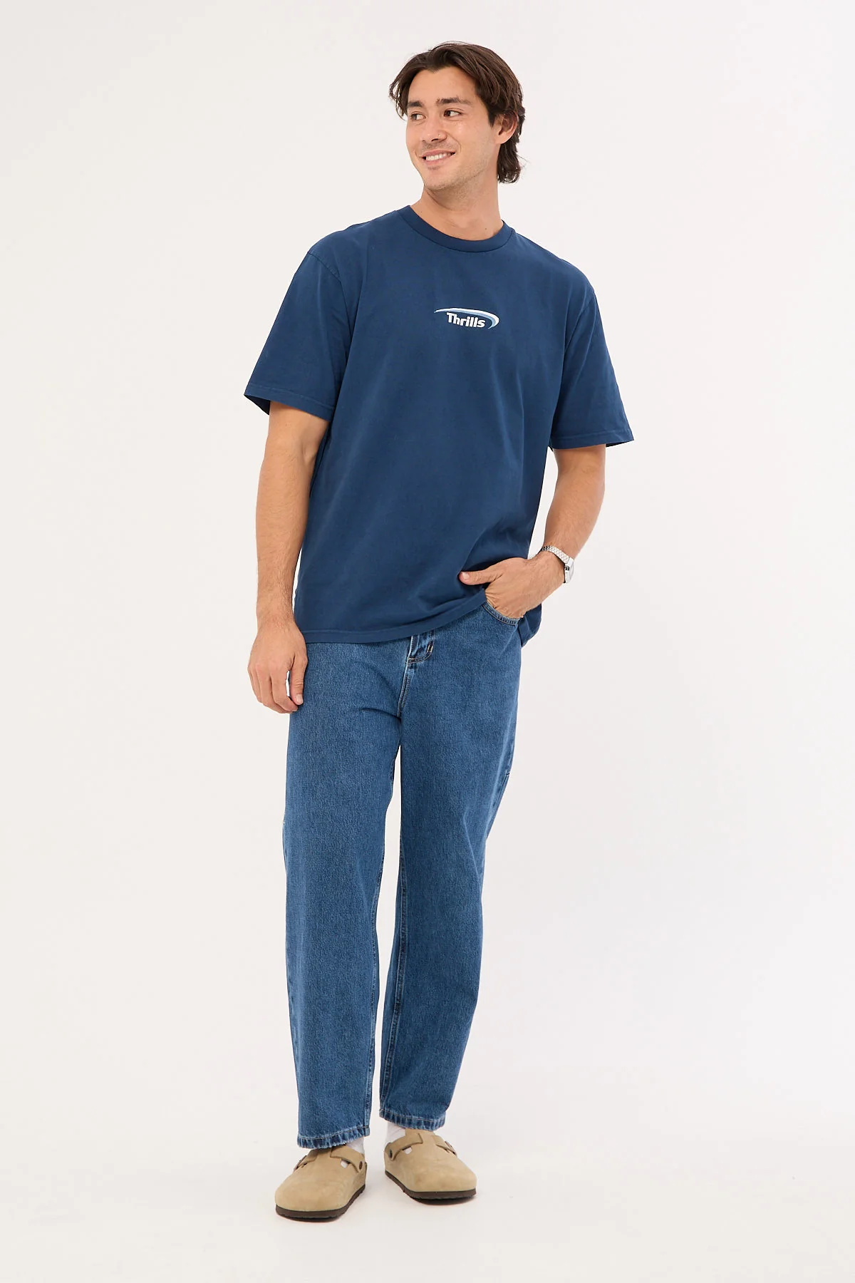 Thrills Sphere Embro Oversize Fit Tee Ensign Blue - Image 2