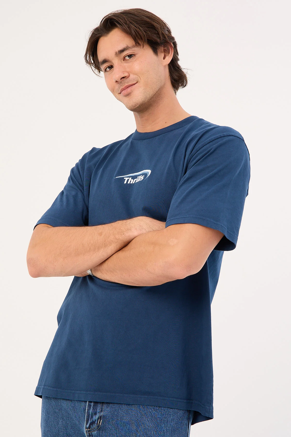 Thrills Sphere Embro Oversize Fit Tee Ensign Blue - Image 3