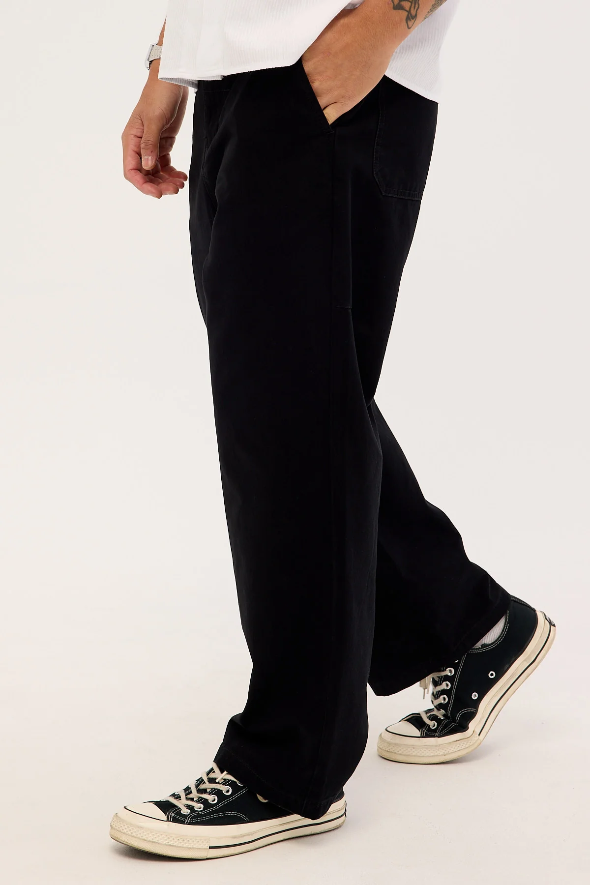 Thrills Stagger Big Slacker Cropped Pant Black - Image 3