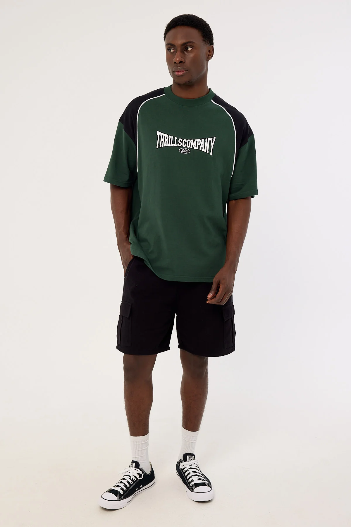 Thrills Stakes Are High Box Fit Oversize Tee Sycamore Green - Image 2
