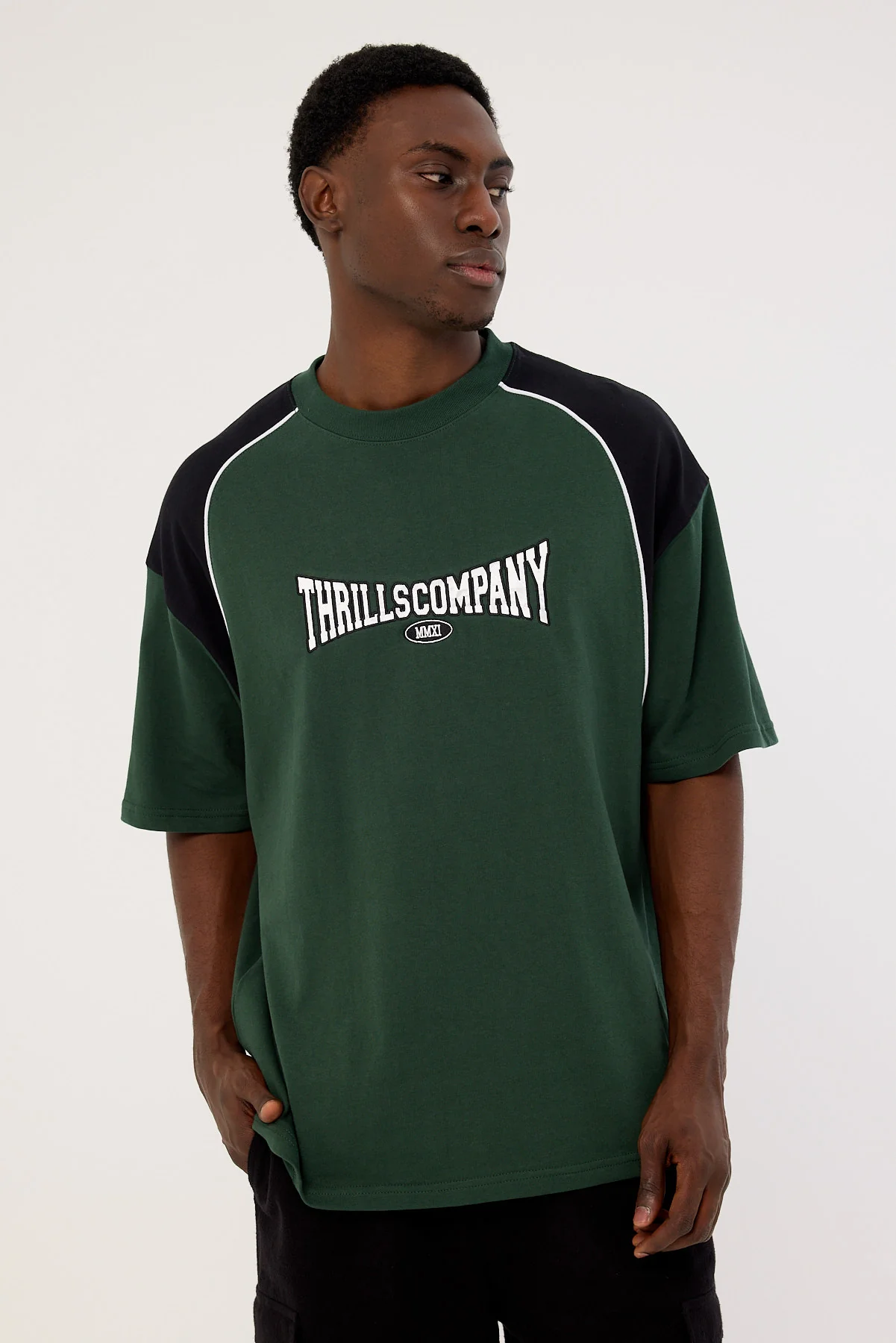 Thrills Stakes Are High Box Fit Oversize Tee Sycamore Green - Image 4