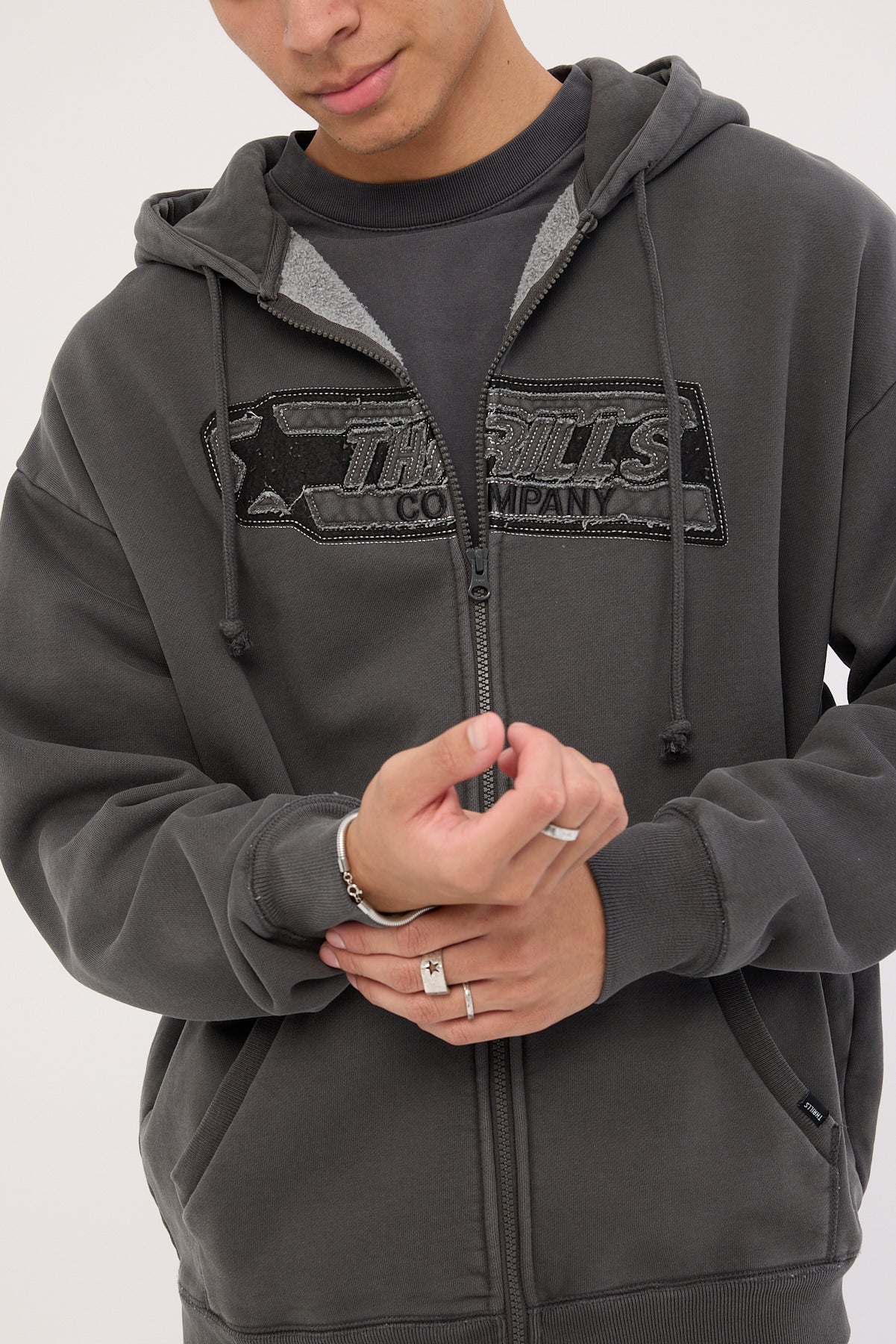 Thrills Starpower Zip Hood Fleece Merch Black - Image 3