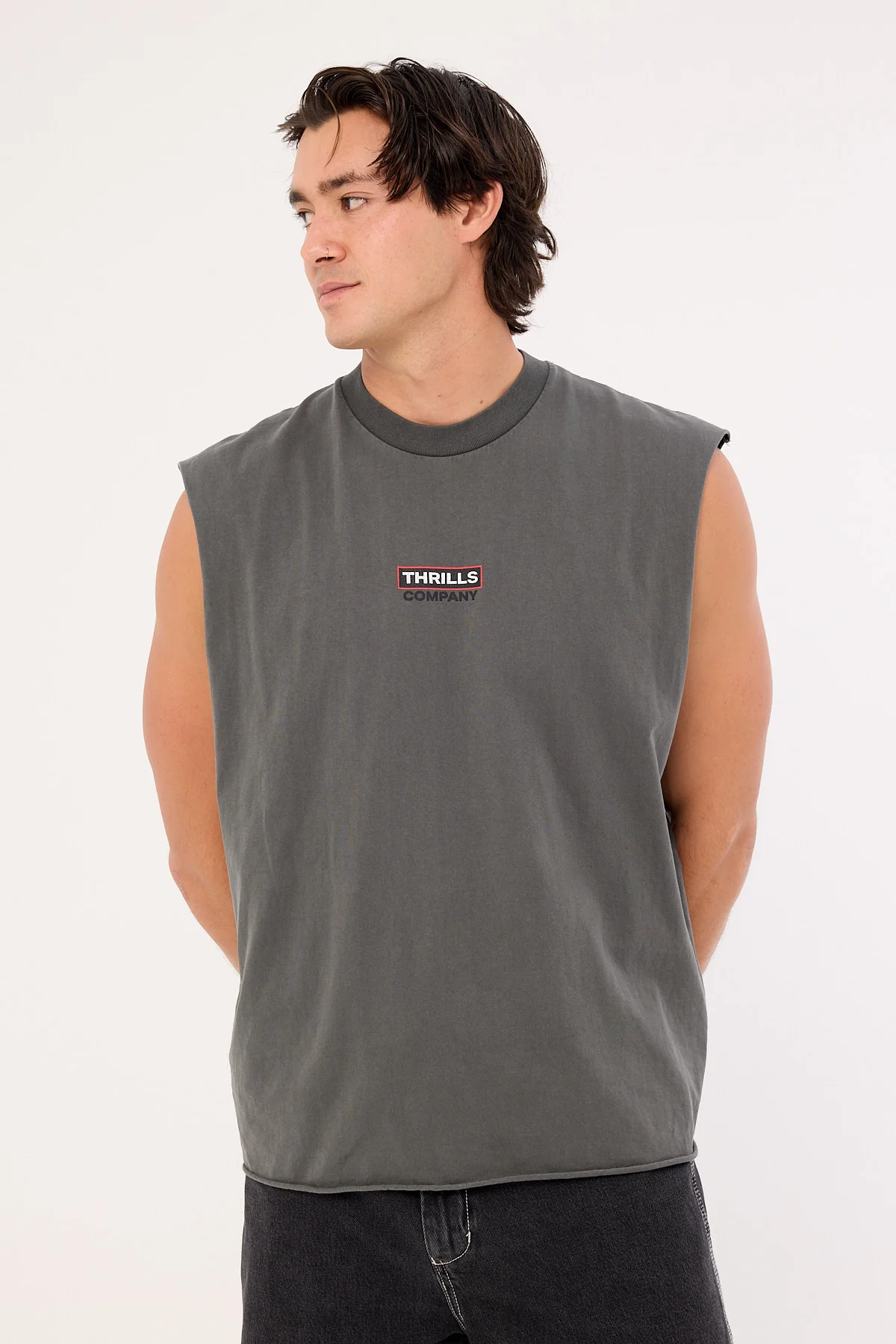 Thrills Stinger Box Fit Oversize Muscle Merch Black - Image 3
