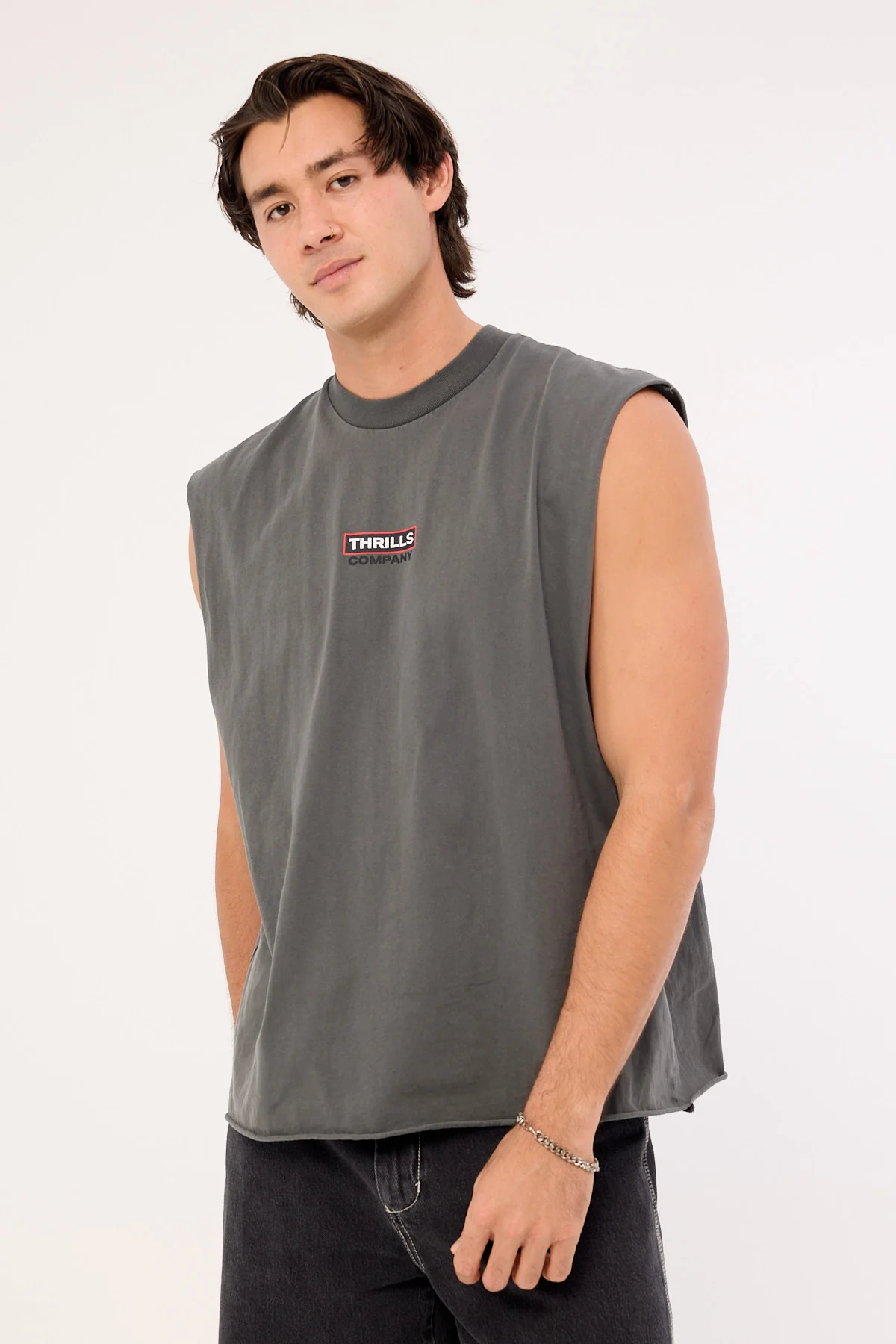 Thrills Stinger Box Fit Oversize Muscle Merch Black - Image 4