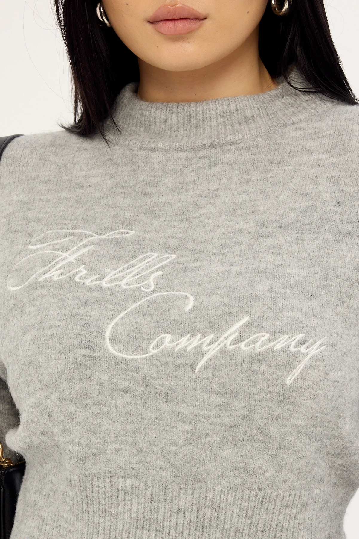Thrills Studio Issue Knit Sweater Light Grey Marle - Image 3