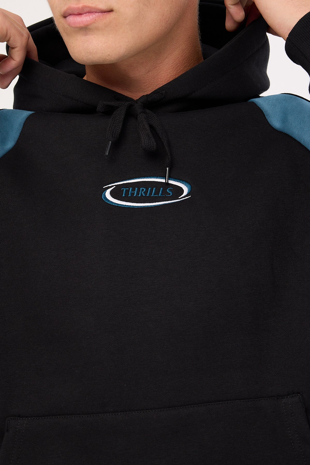 Thrills Subside Embro Slouch Pull On Raglan Hood Washed Black - Image 4