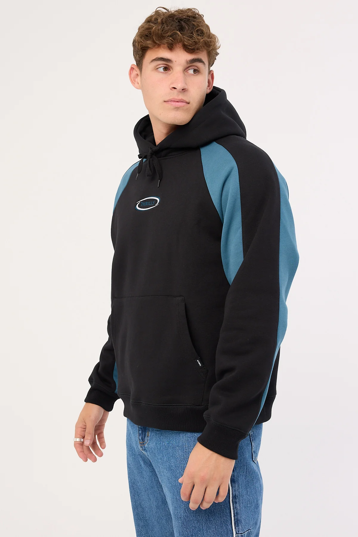 Thrills Subside Embro Slouch Pull On Raglan Hood Washed Black - Image 5