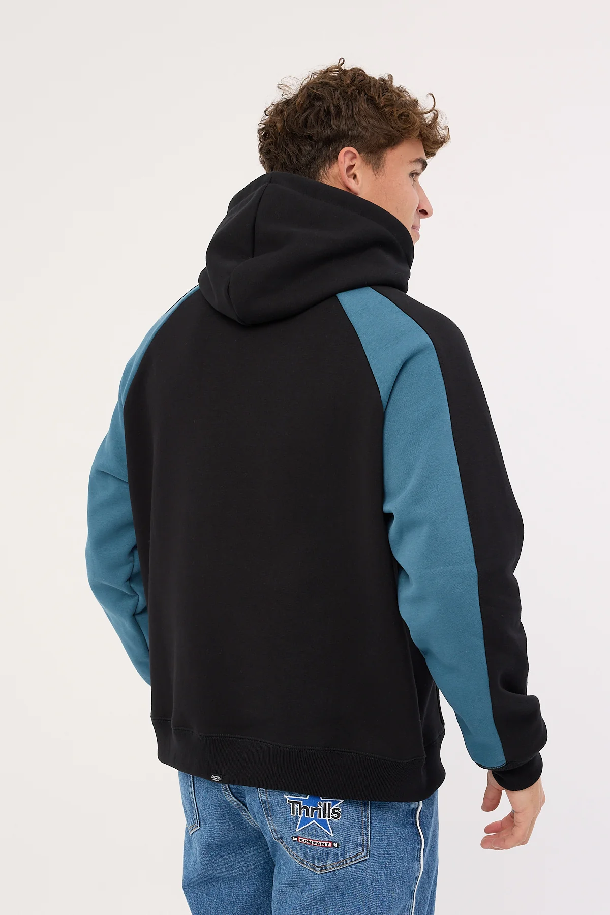 Thrills Subside Embro Slouch Pull On Raglan Hood Washed Black - Image 6