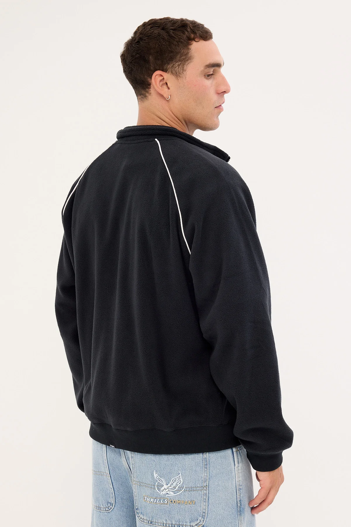 Thrills Thrill Of Victory Raglan Quarter Zip Polar Fleece Faded Black - Image 5