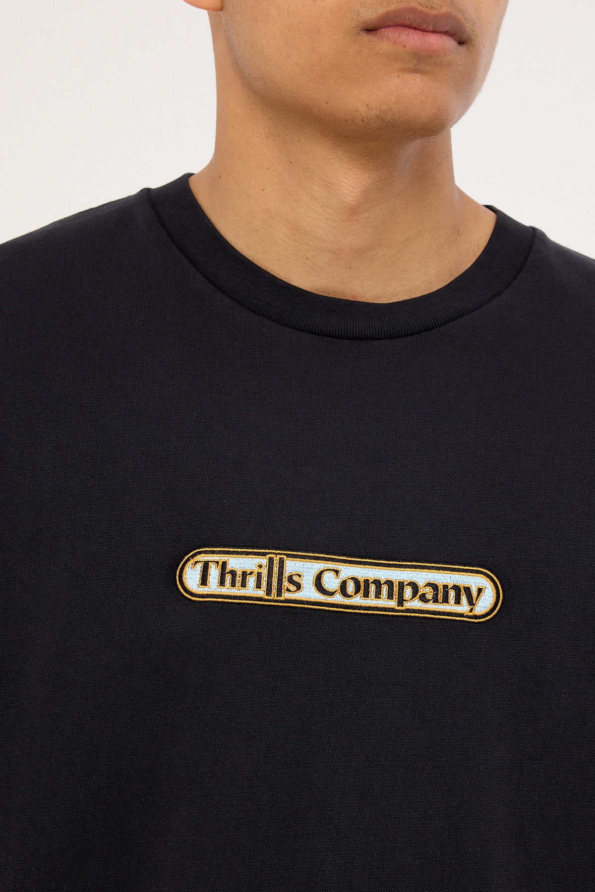Thrills Thrills Wonder World Embro Merch Fit Tee Twighlight Black - Image 3