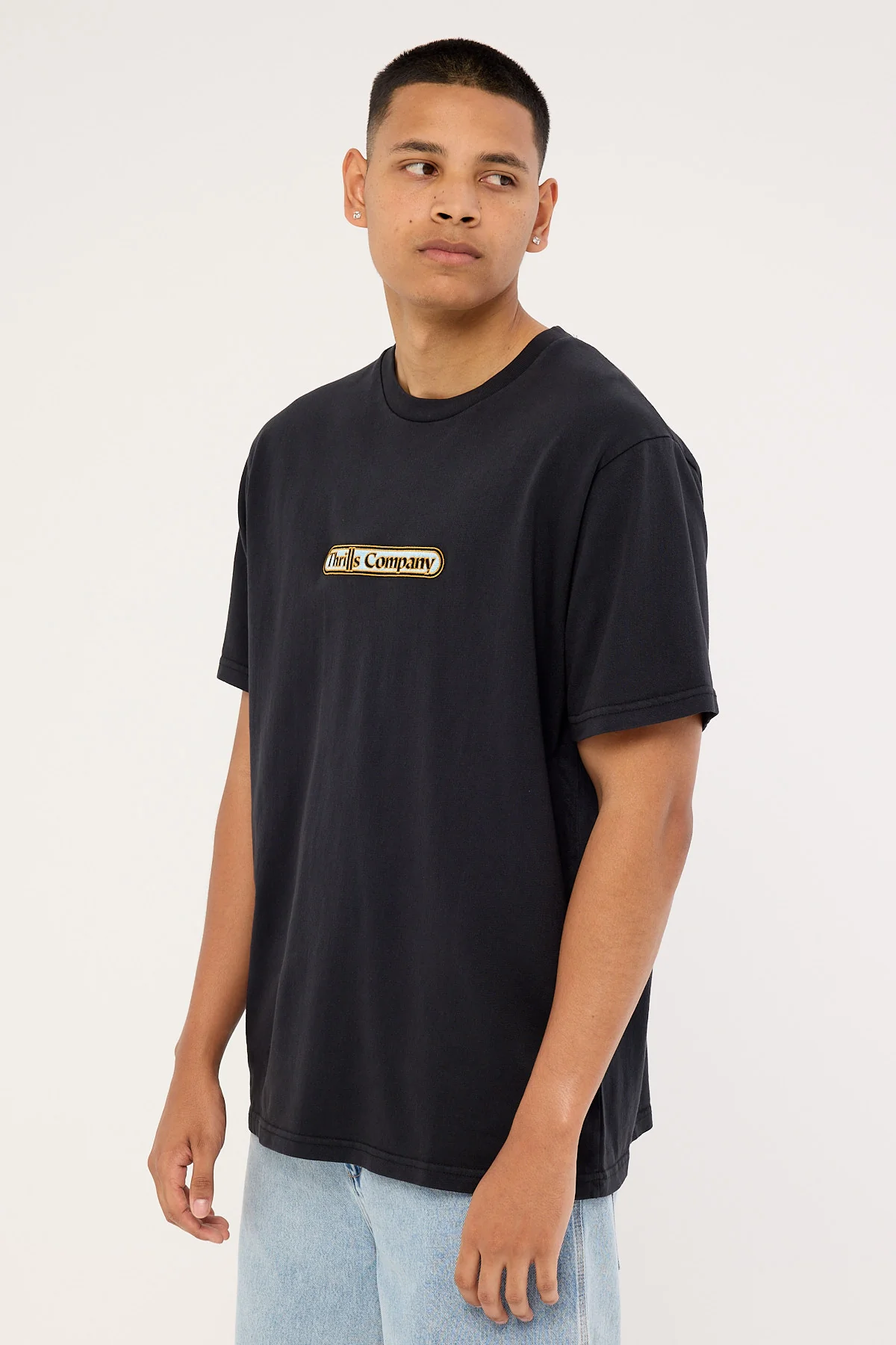 Thrills Thrills Wonder World Embro Merch Fit Tee Twighlight Black - Image 4