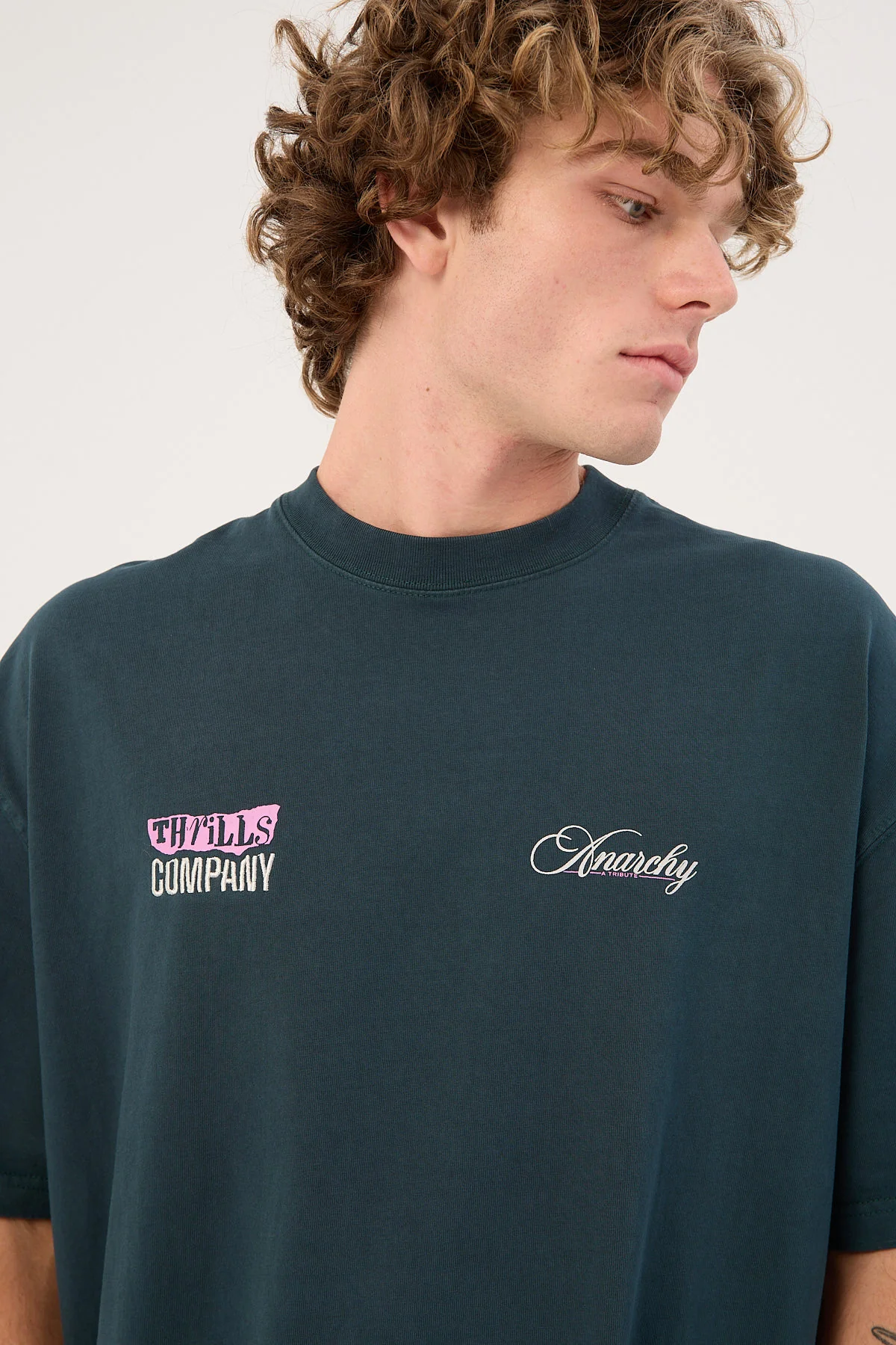 Thrills Total Anarchy Box Fit Oversize Short Tee Deep Teal - Image 4