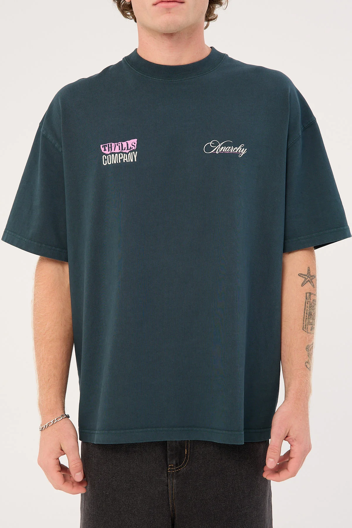 Thrills Total Anarchy Box Fit Oversize Short Tee Deep Teal - Image 5