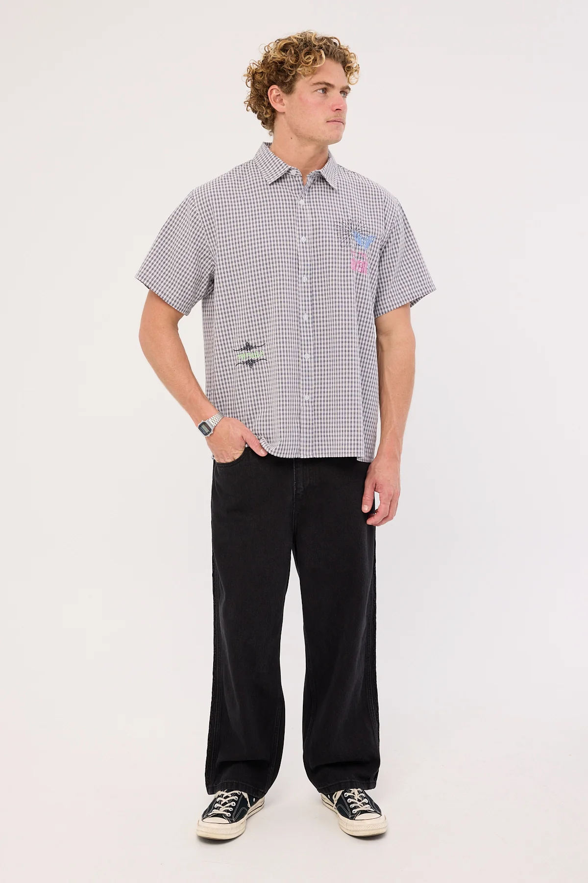 Thrills Transmission Short Shirt Navy - Image 2