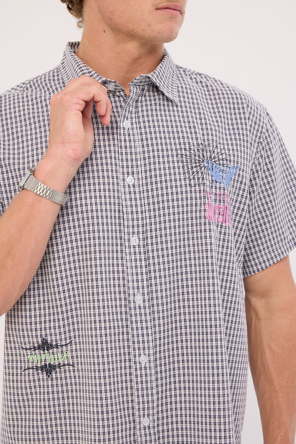 Thrills Transmission Short Shirt Navy - Image 3