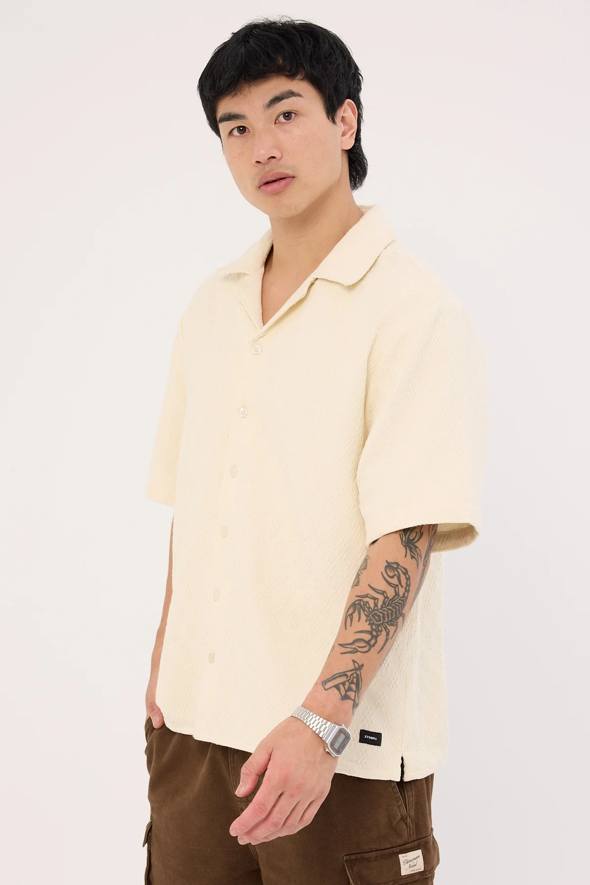 Thrills Vanished Short Bowling Shirt Heritage White - Image 4