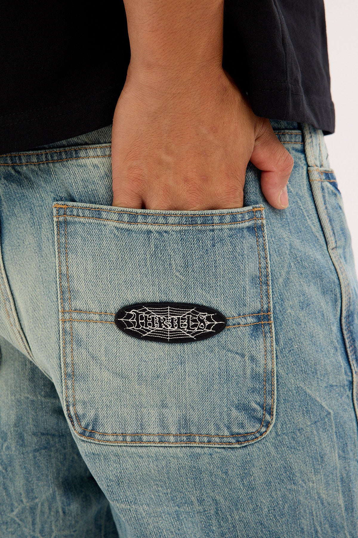 Thrills Web Of Deceit Mid Slacker Jean Dirty Crinkle Blue - Image 6