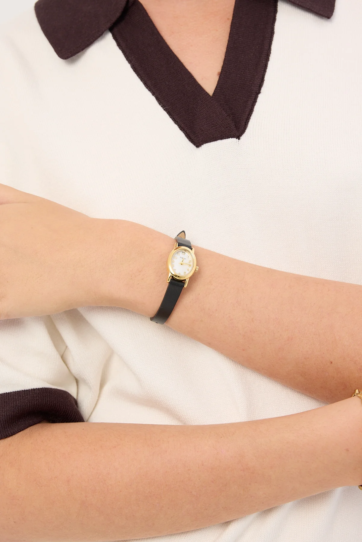 Timex Originals Cavatina 18mm Leather Strap Watch Gold/Black - Image 3