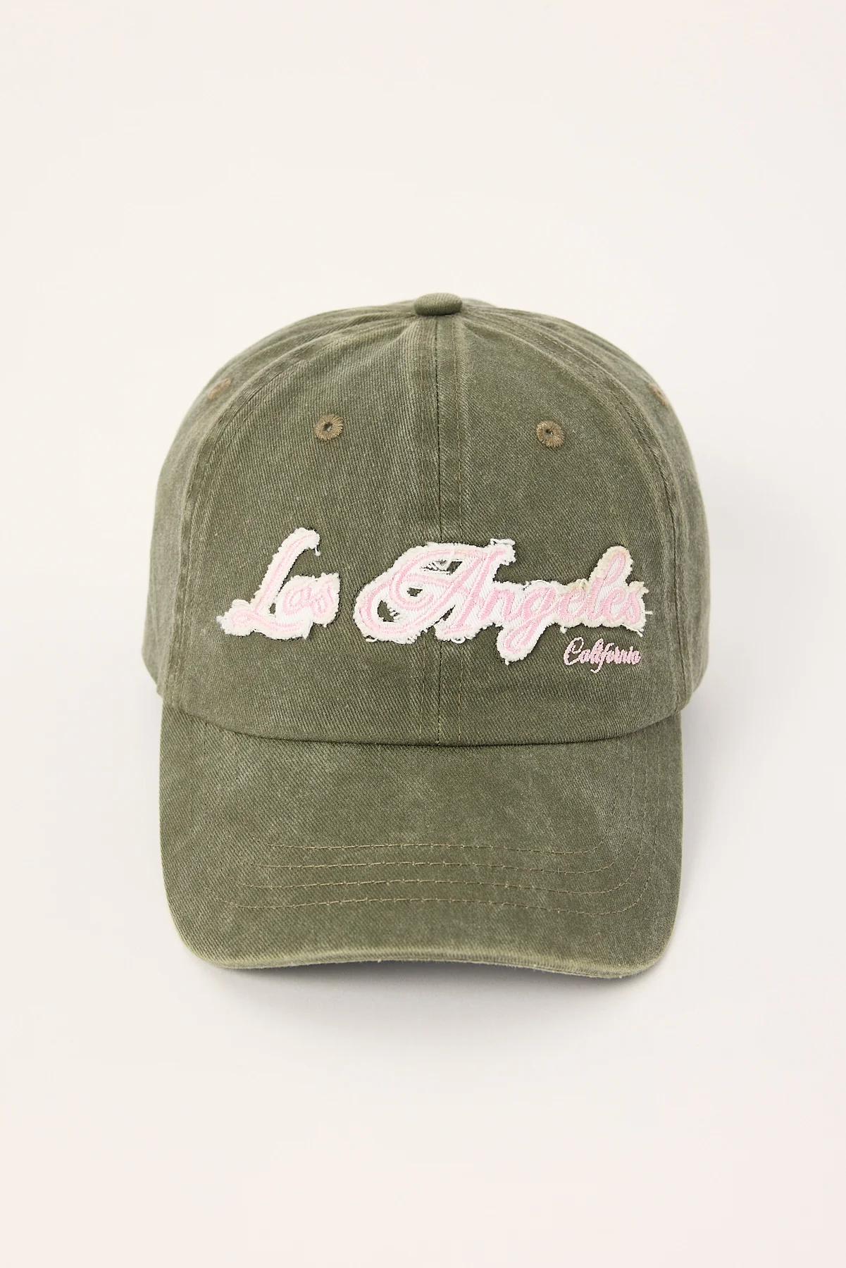 Luck & Trouble Applique Los Angeles Dad Cap Khaki Green