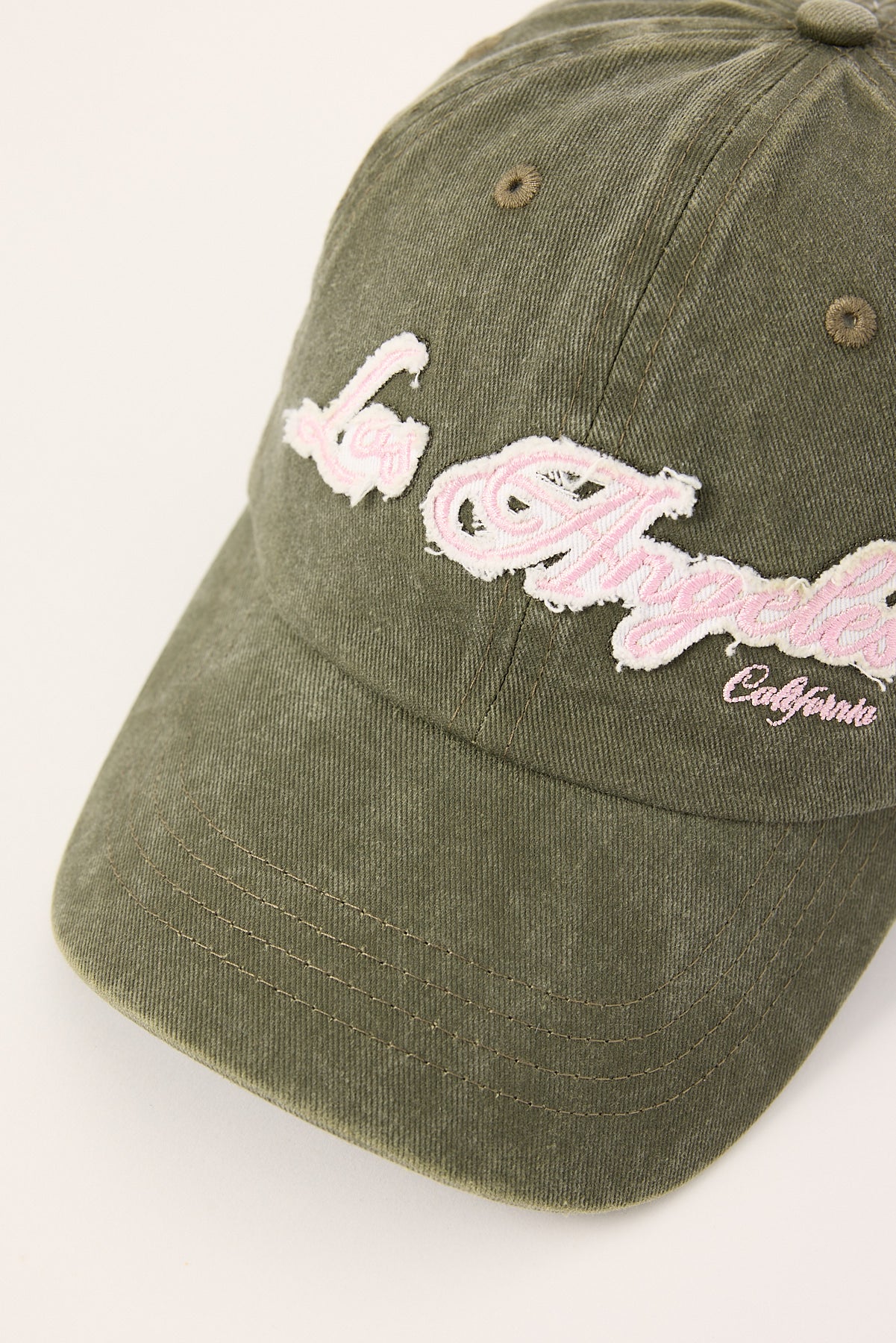 Luck & Trouble Applique Los Angeles Dad Cap Khaki Green - Image 2