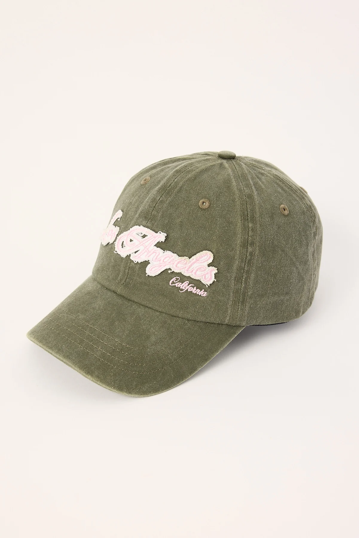 Luck & Trouble Applique Los Angeles Dad Cap Khaki Green - Image 3