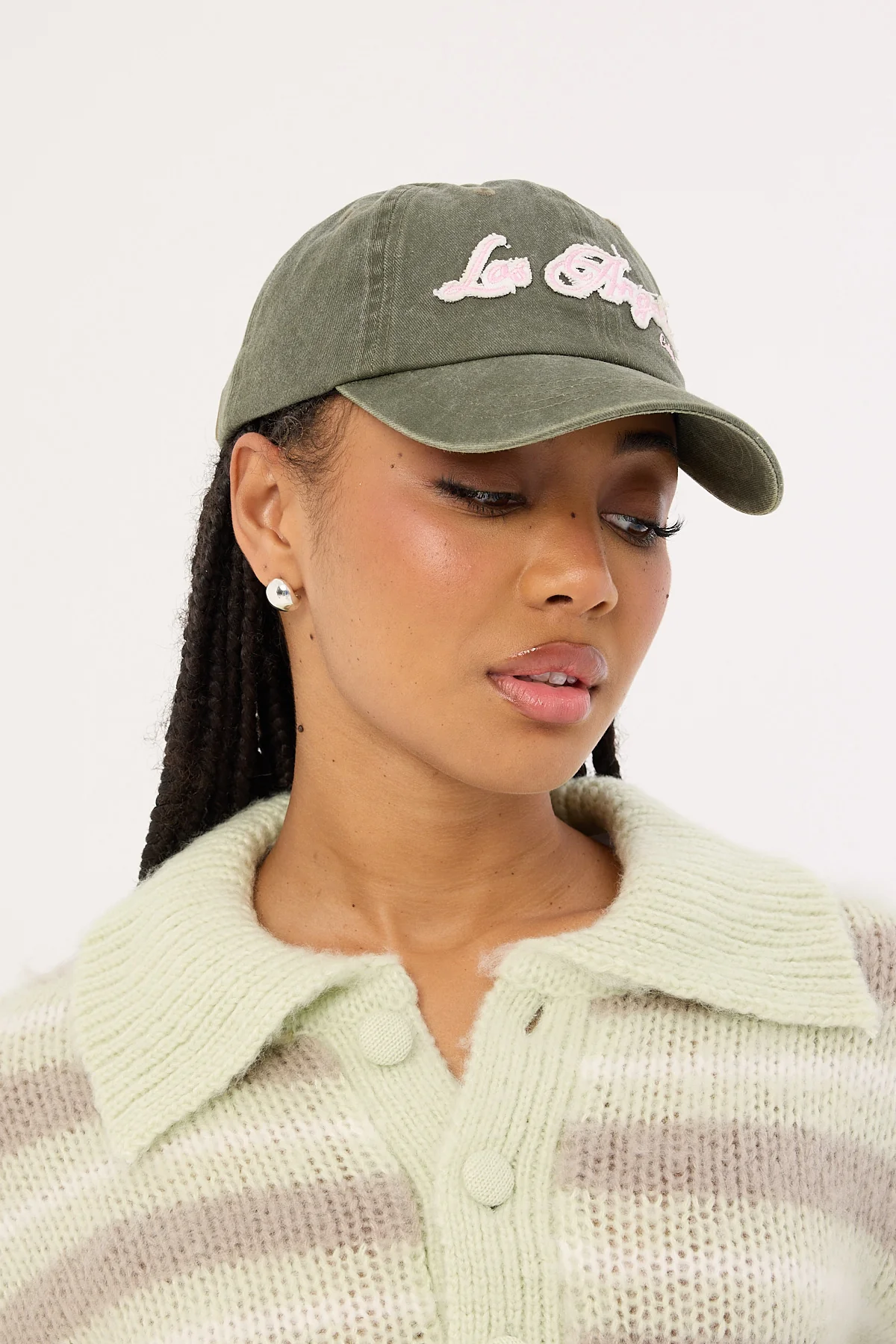 Luck & Trouble Applique Los Angeles Dad Cap Khaki Green - Image 5