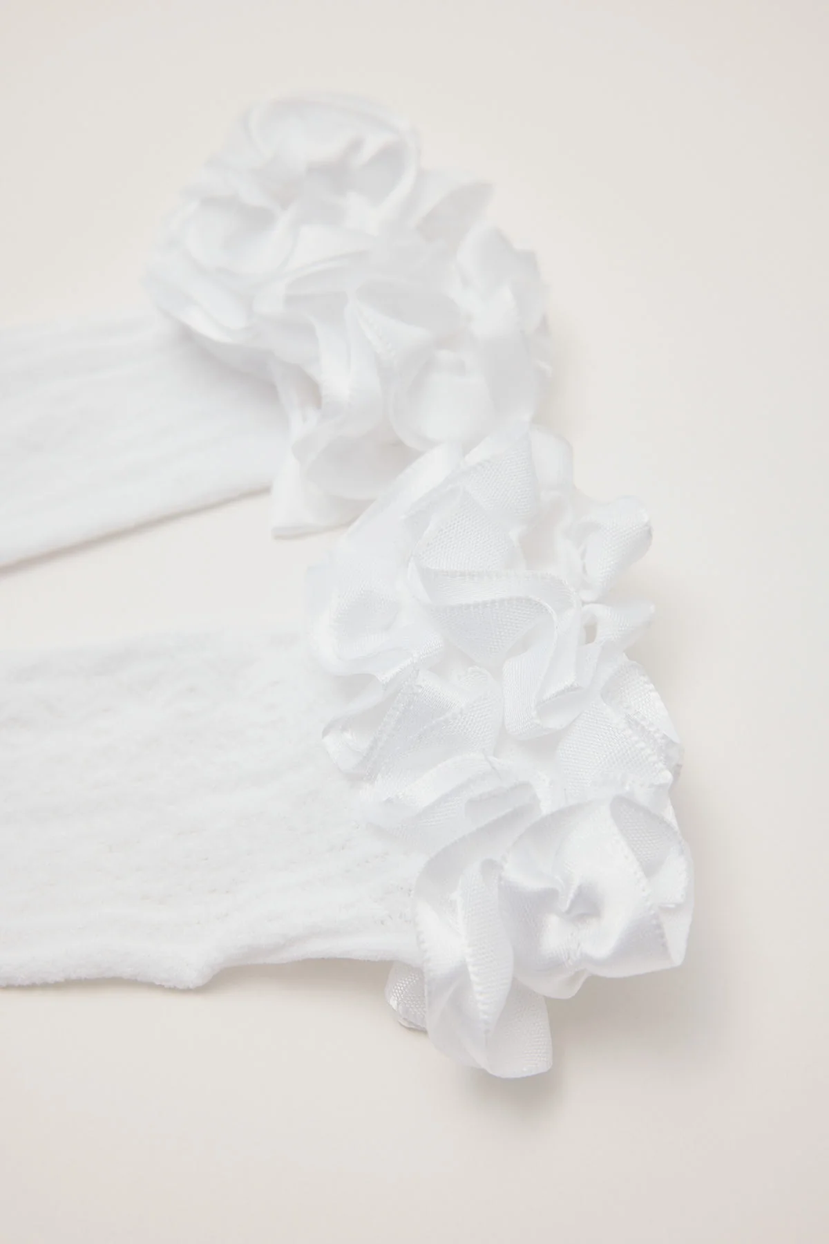 Token Boudoir Ruffle Trim Knee High Socks White - Image 2