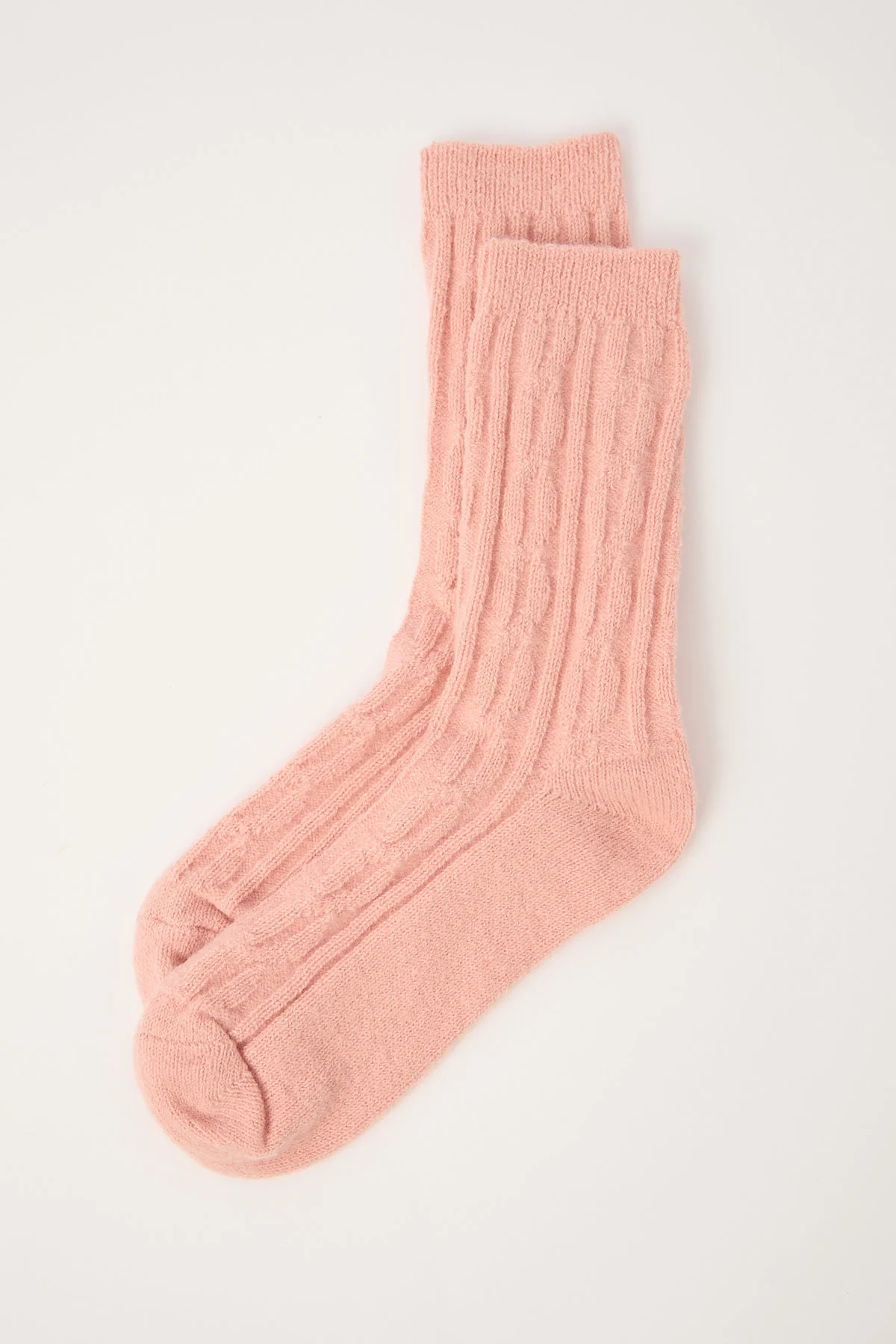 Token Cable Knit Socks Pink