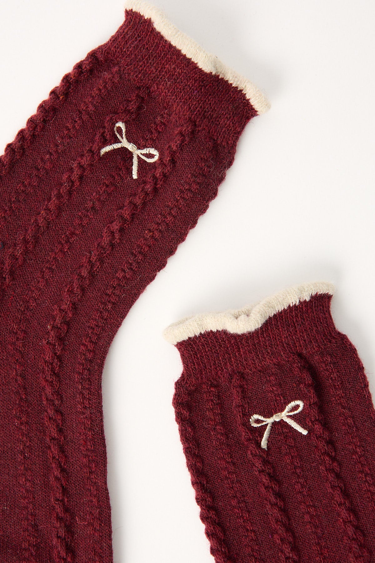 Token Contrast Rib Knit Sock Burgundy - Image 3