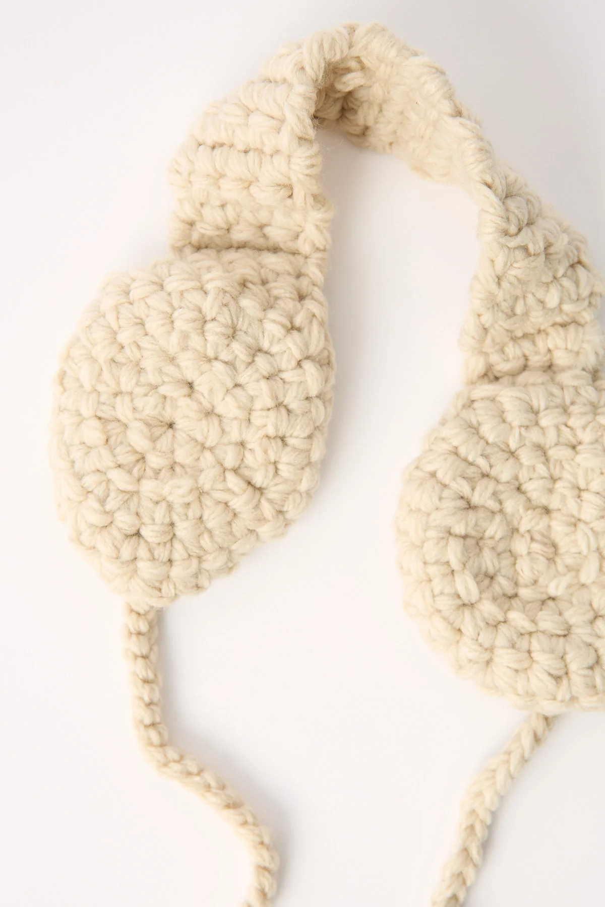 Token Crochet Knit Ear Muffs Cream - Image 2