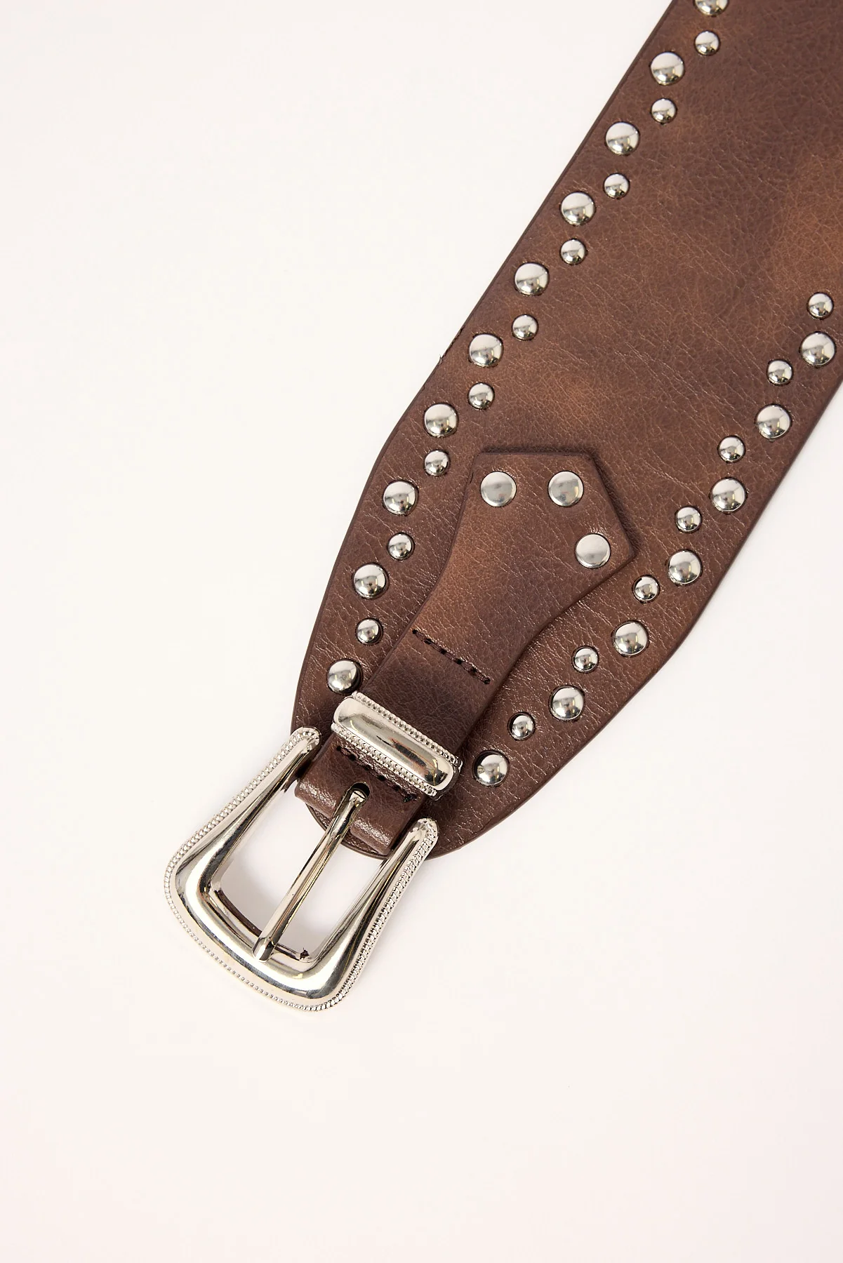 Token Dallis Wide Studded Belt Brown - Image 2