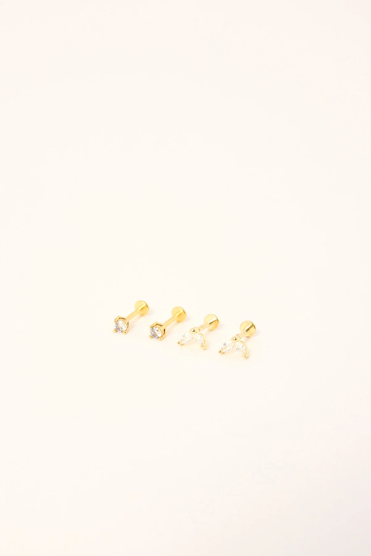 Token Delaine Diamante Flatback Earring 2 Pack Gold