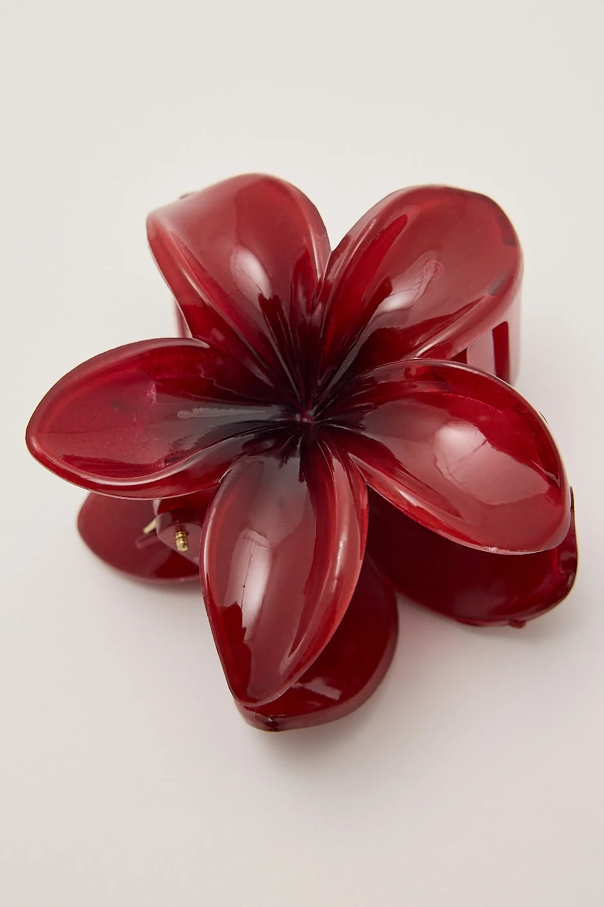 Token Frangipani Flower Hair Claw Clip Burgundy - Image 3