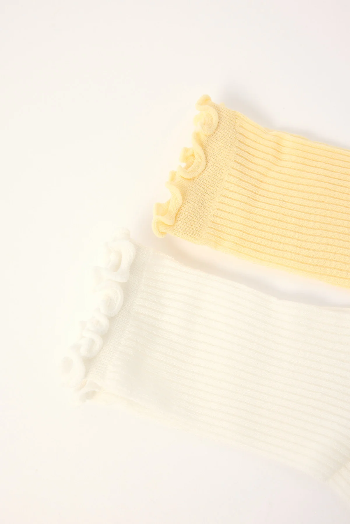 Token Frilly Ribbed Sock 2 Pack White and Butter - Image 2