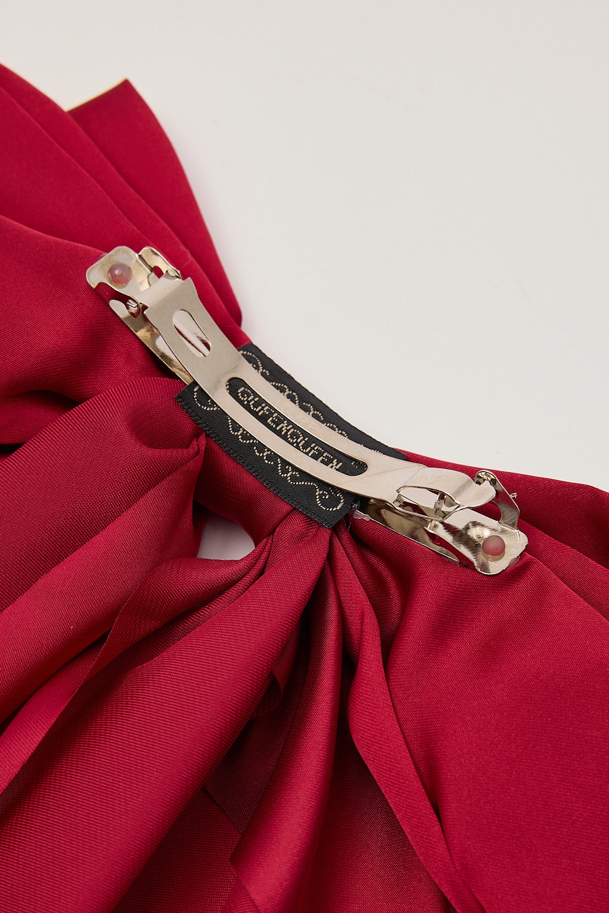 Token Large Draped Satin Bow Hair Clip Red - Image 3