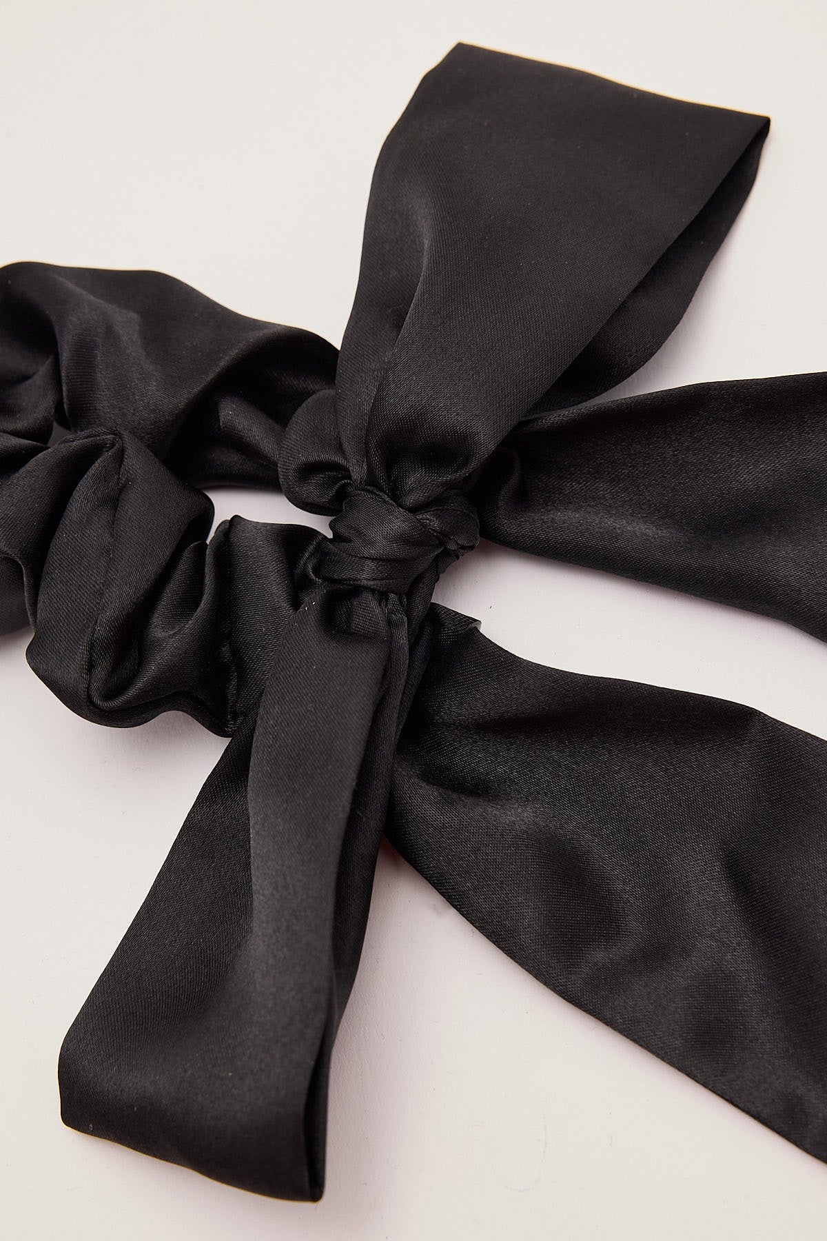 Token Long Satin Bow Hair Scrunchie Black - Image 2