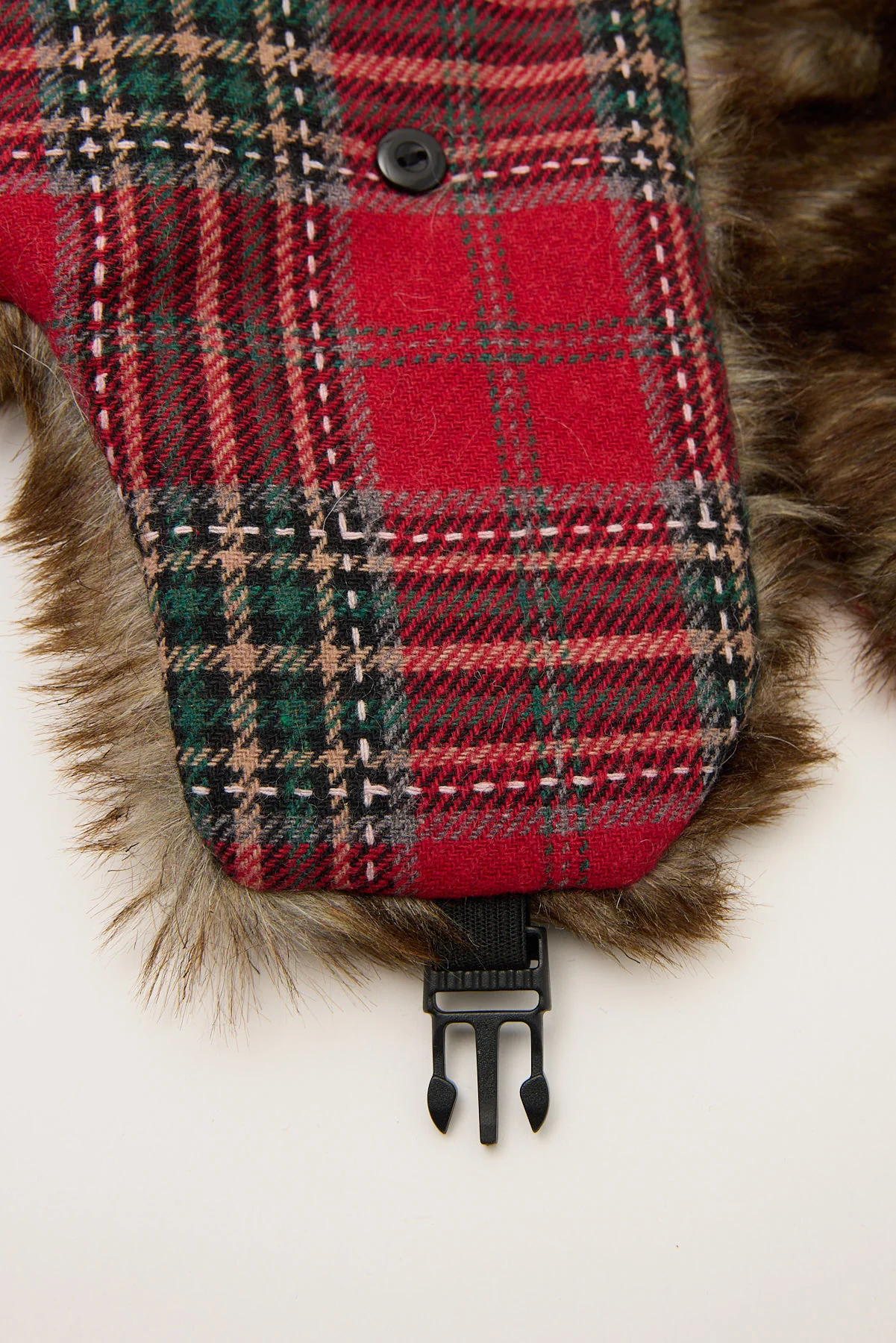 Token Plaid Trapper Hat Red Print - Image 2