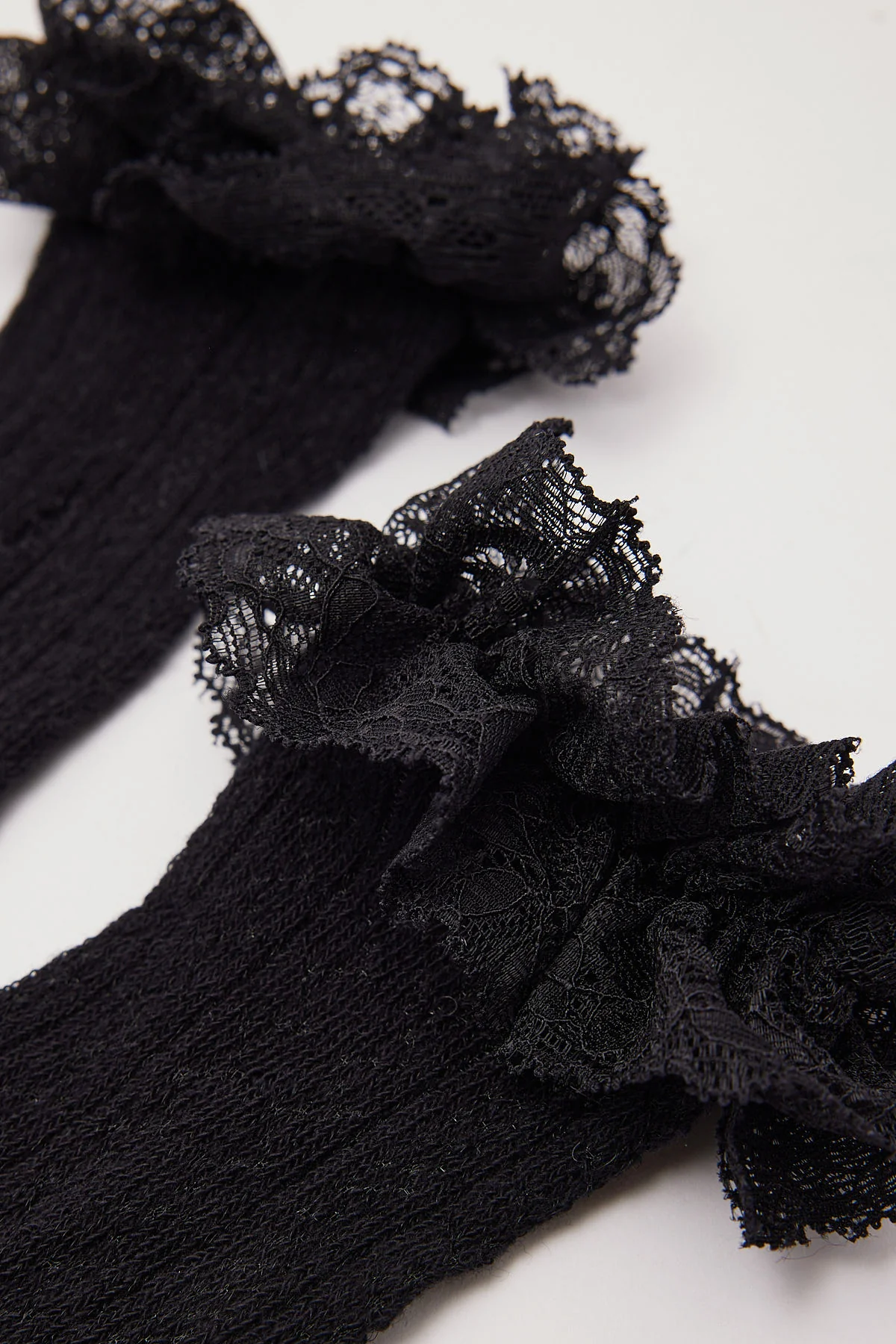 Token Pointelle Lace Frill Sock Black - Image 2