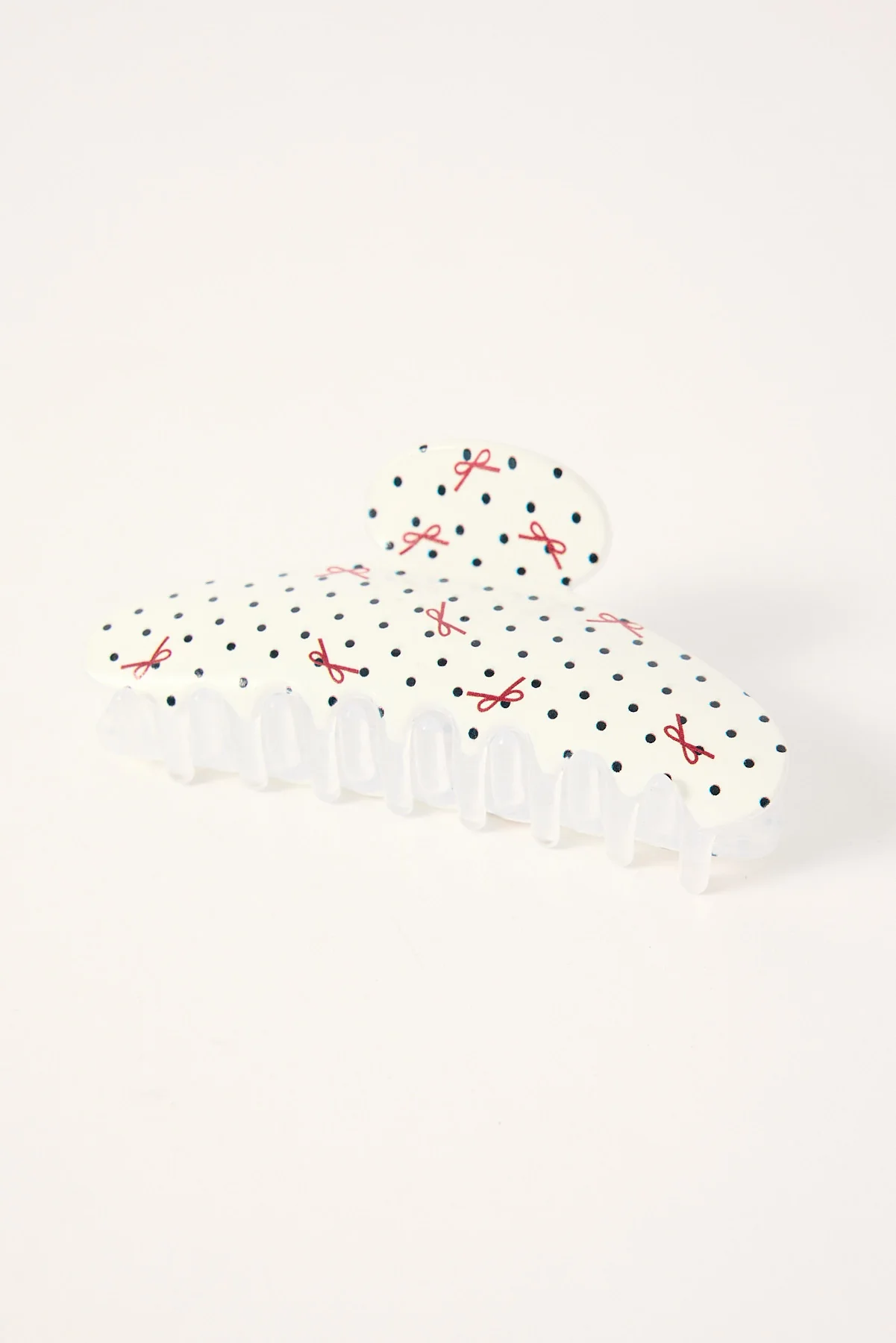 Token Polka Bow Hair Claw Clip White - Image 2