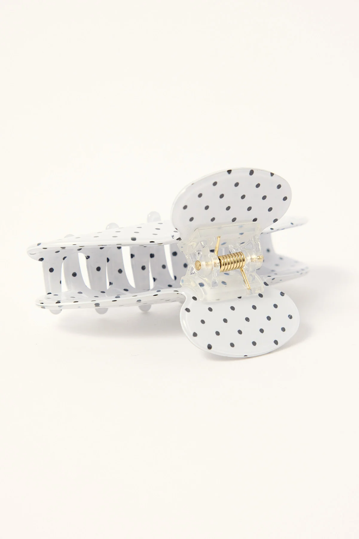 Token Polka Dot Hair Claw Clip White - Image 3