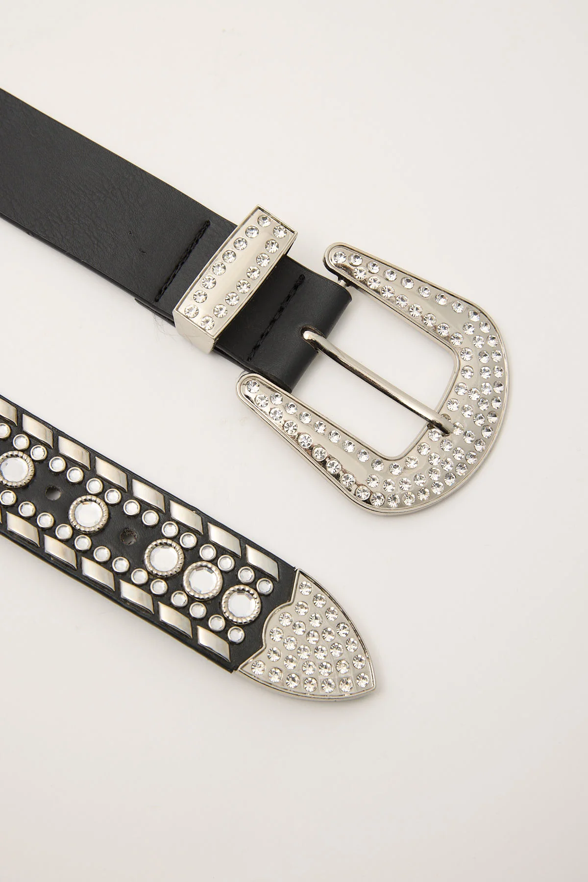 Token Solder Studded Rhinestone Belt Black