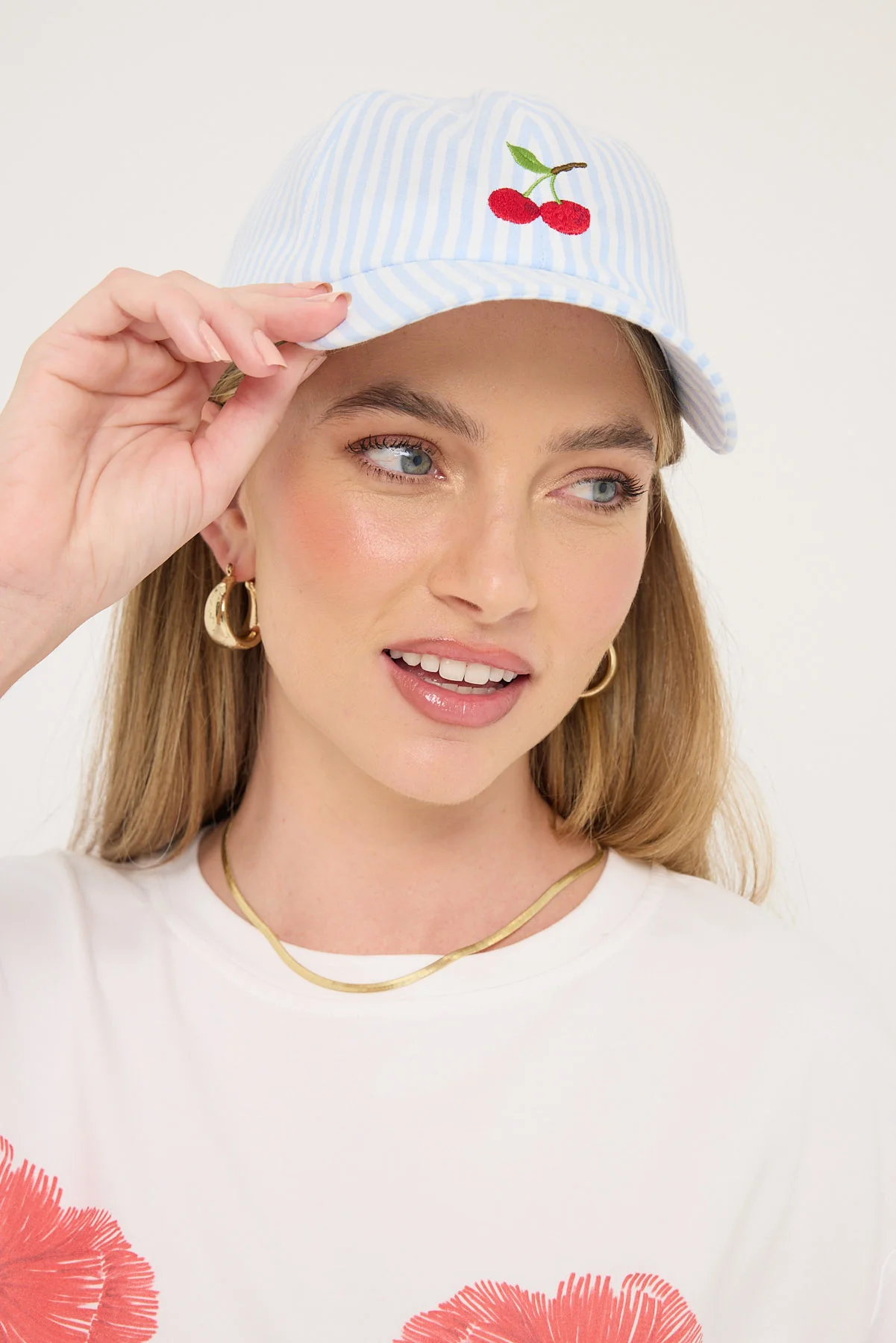 Token Sweet Cherry Gingham Cap Blue Stripe - Image 6