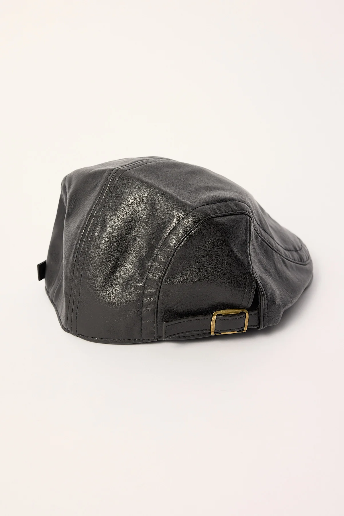 Token Trenton Faux Leather Flat Cap Black - Image 3