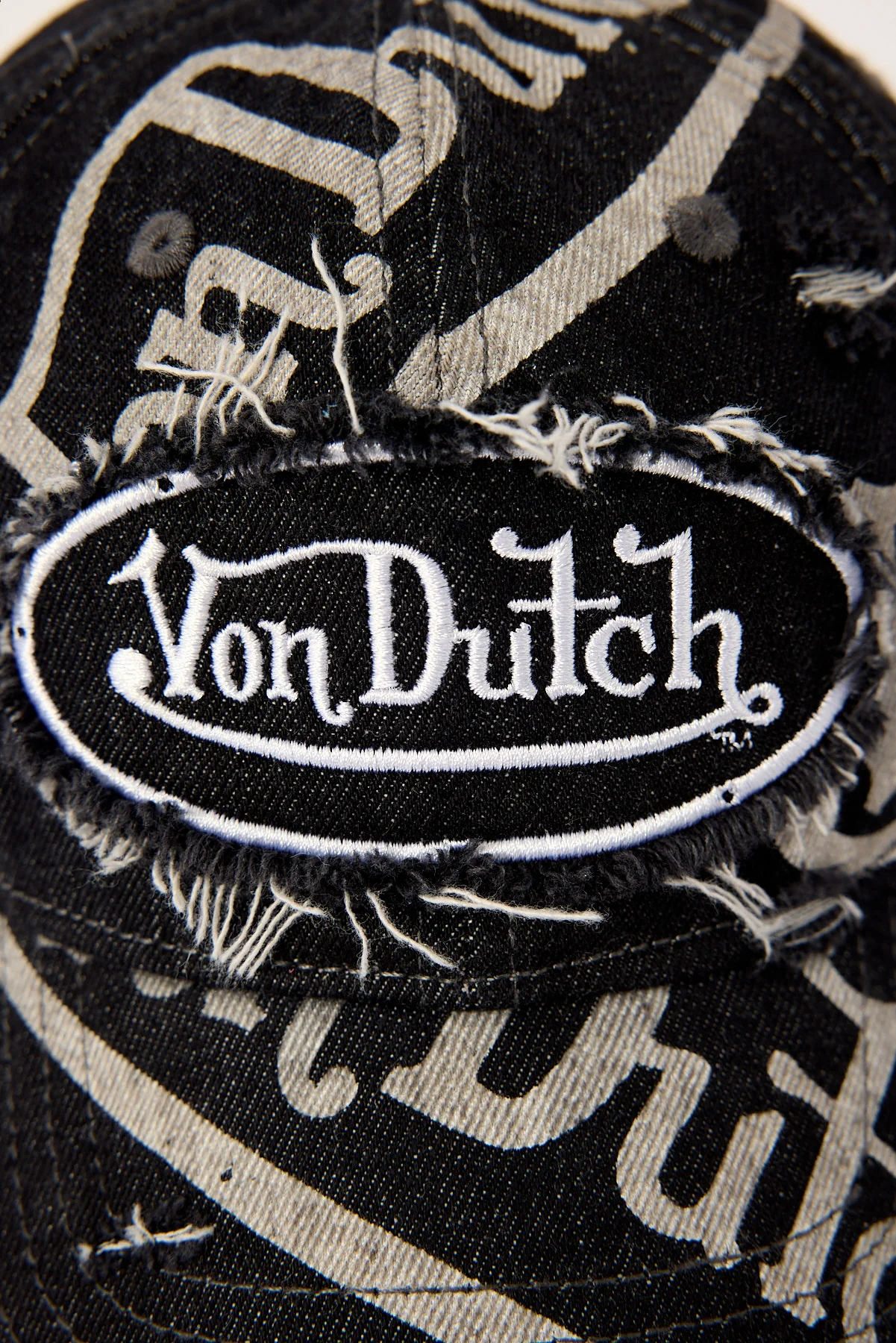 Von Dutch Bleach Torn Patch Dad Cap Washed Black - Image 2