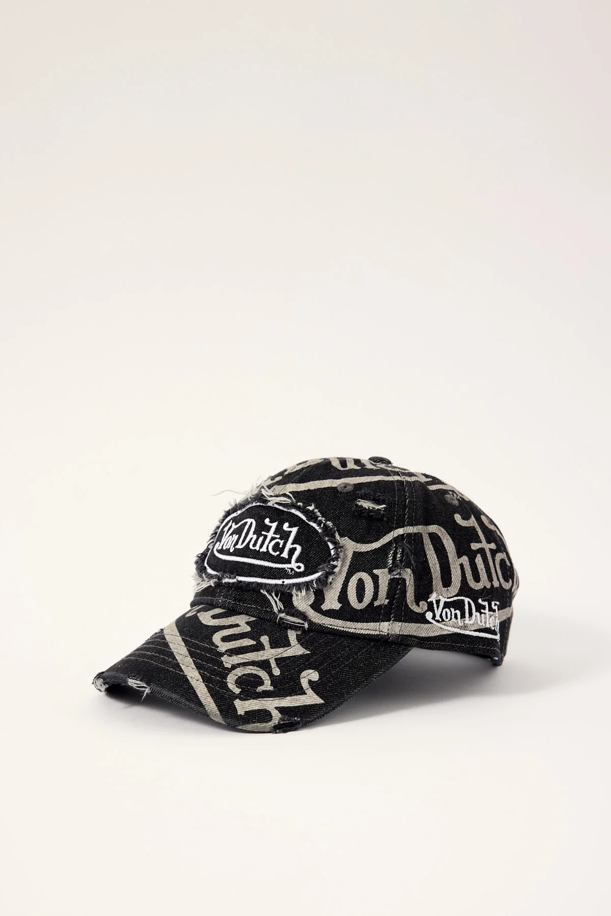 Von Dutch Bleach Torn Patch Dad Cap Washed Black - Image 3