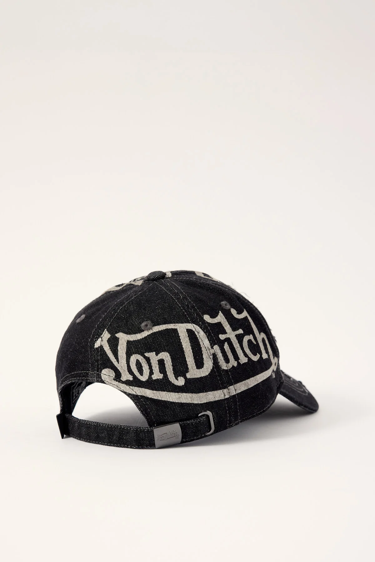 Von Dutch Bleach Torn Patch Dad Cap Washed Black - Image 4