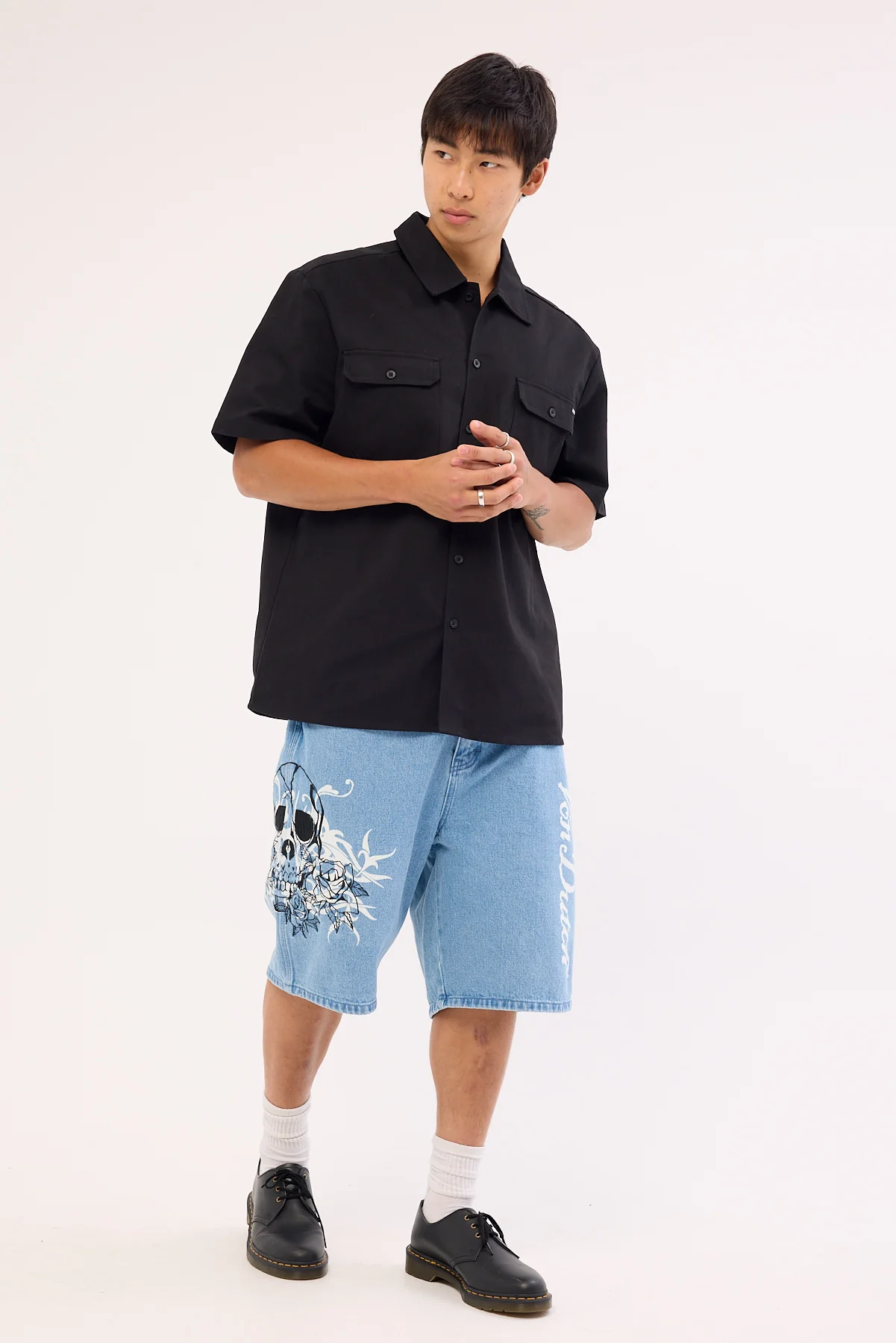 Von Dutch Denim Shorts Mid Blue Denim